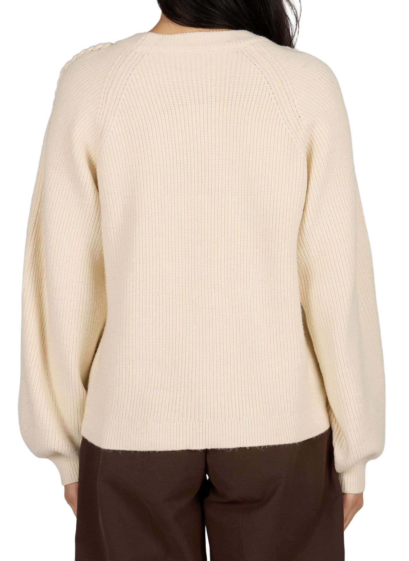 Pointelle braided knit sweater | Beige OBJECT Women
