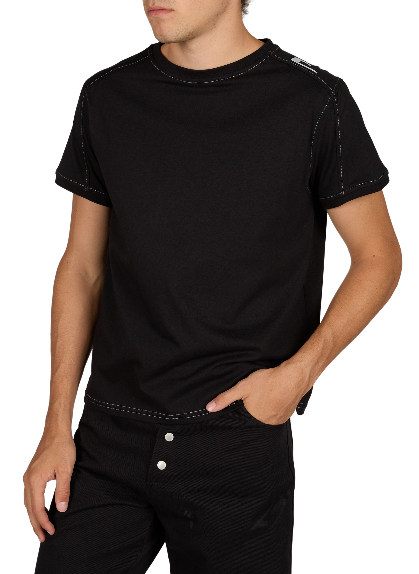 T-Shirt mit einfarbigen Nähten CARRER Schwarz