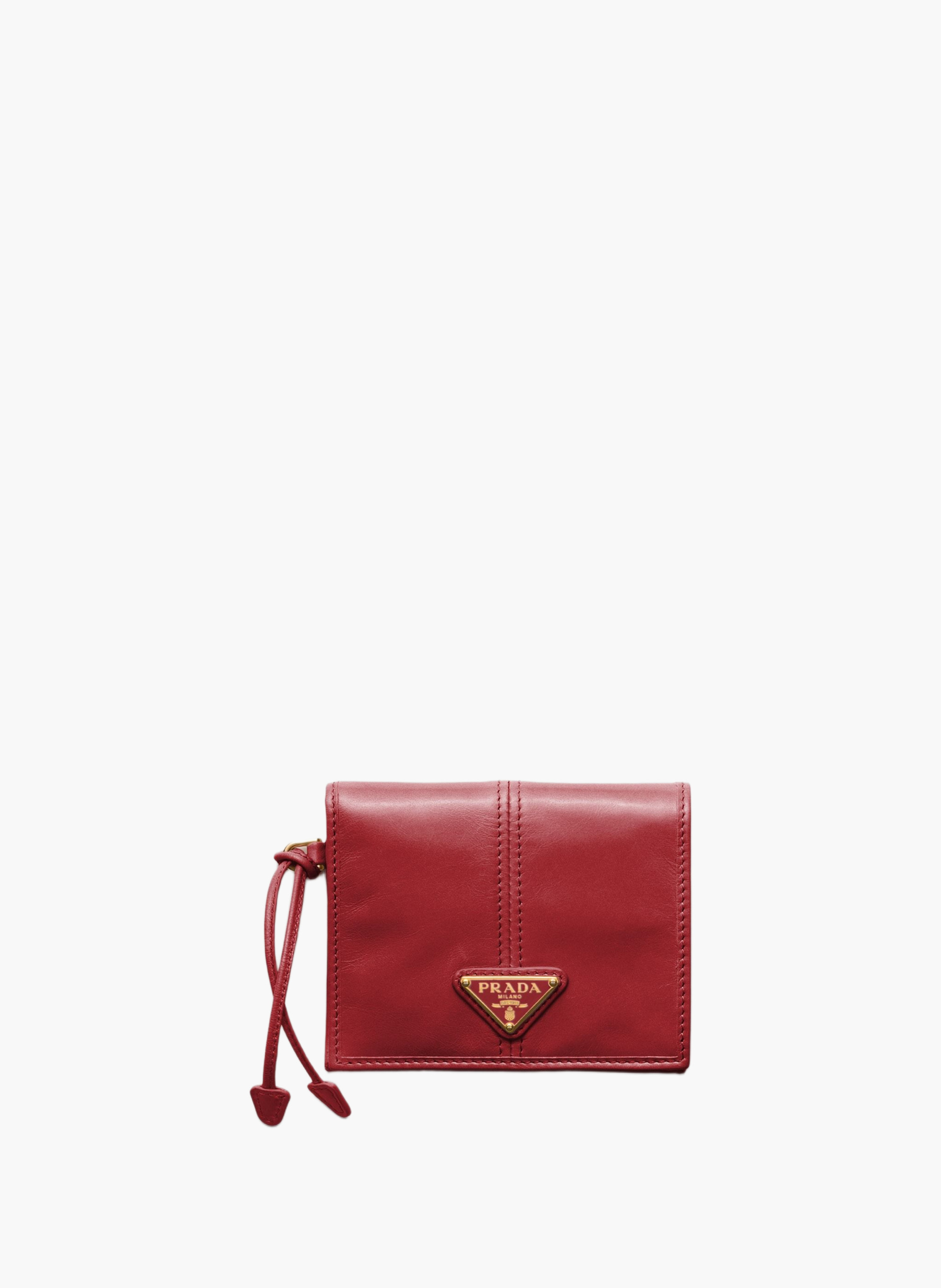 Petit portefeuille en cuir PRADA Rouge