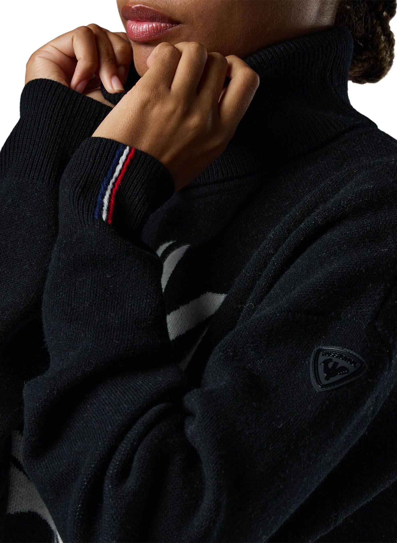Relaxed-fit W PATTER merino wool turtleneck sweater ROSSIGNOL Black