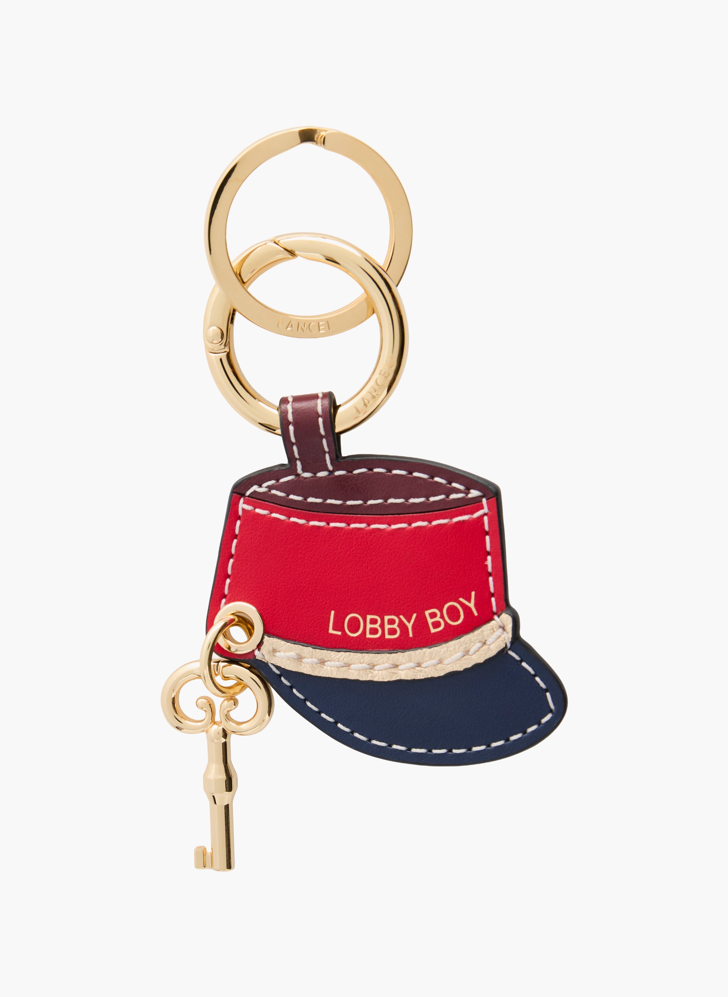 Porte-clés lancel lobby boy en cuir lisse de vachette et métal. LANCEL Rouge