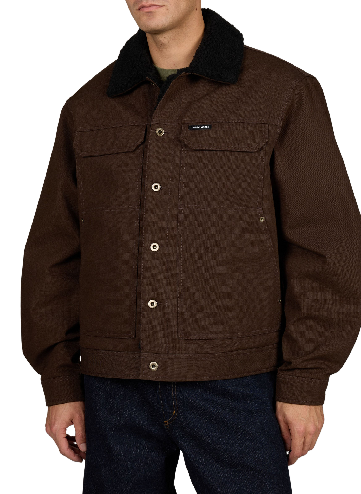 Plain straight-cut cotton jacket CANADA GOOSE Black