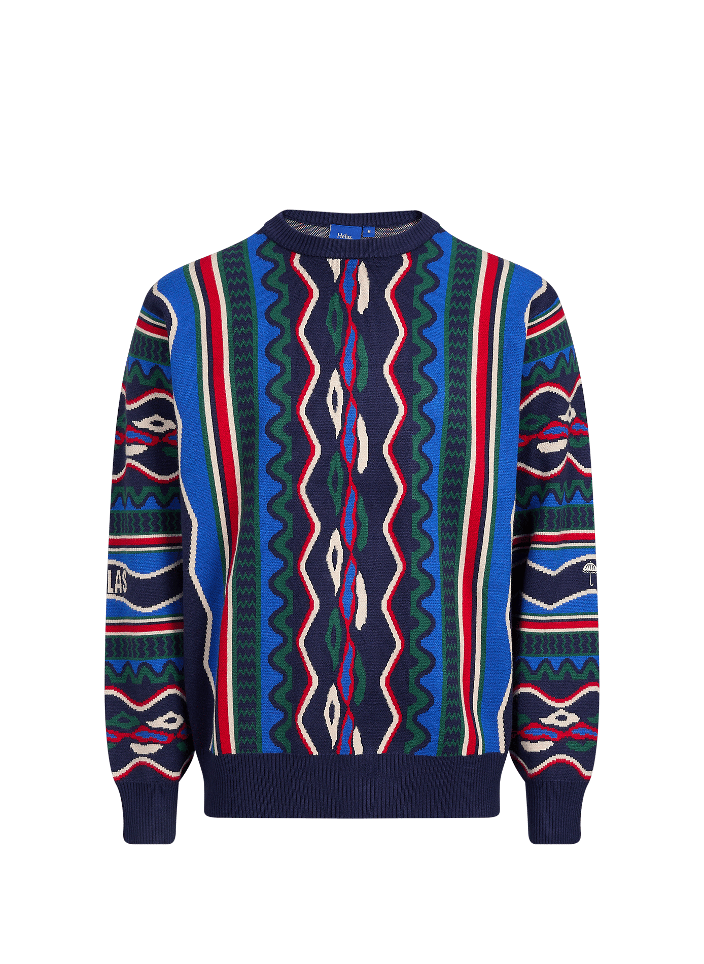 Gerade geschnittener Pullover mit Rundhalsausschnitt und Print HELAS CAPS Blau