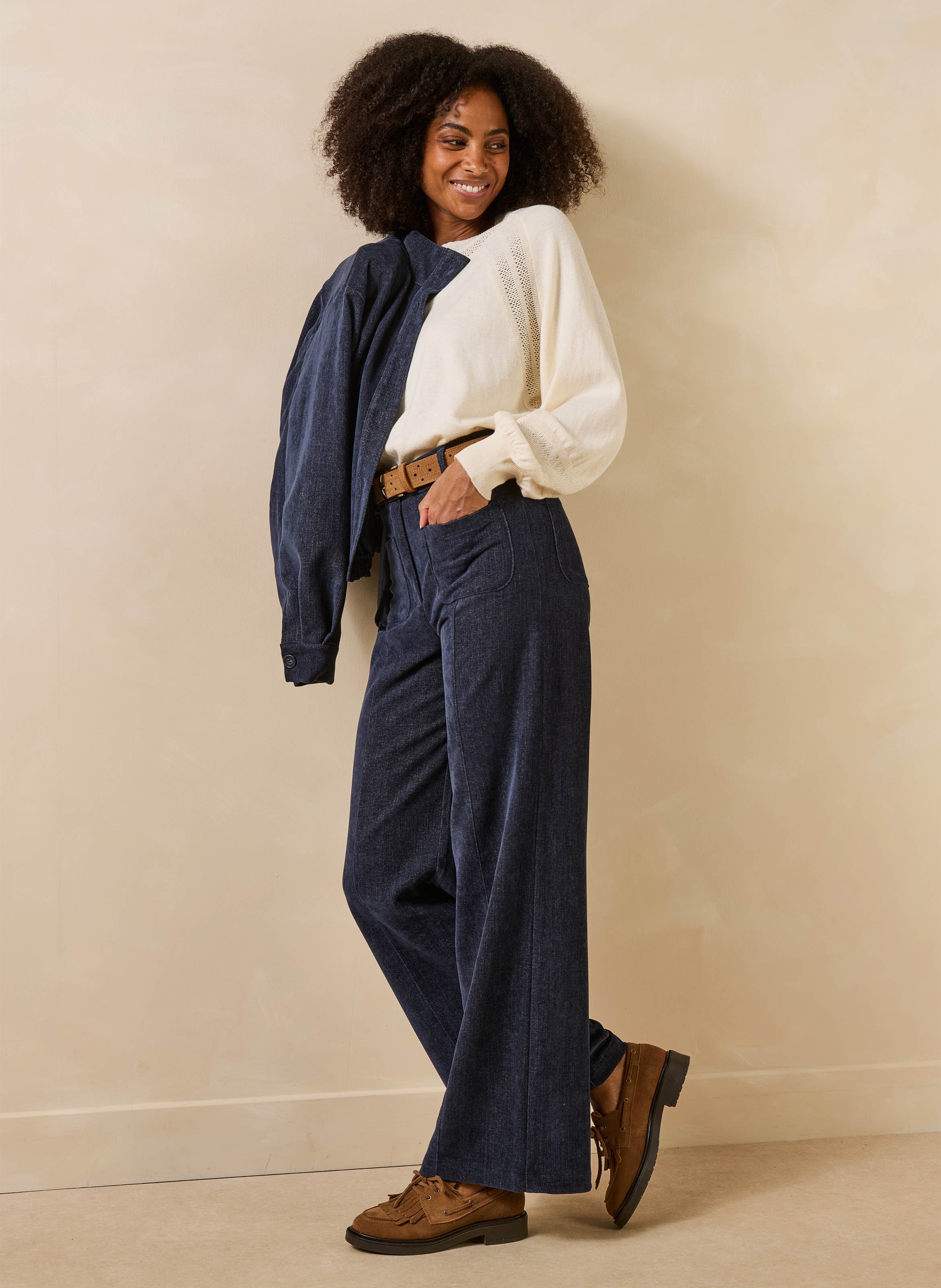 Wijde hoge taille broek LA FEE MARABOUTEE Blauw