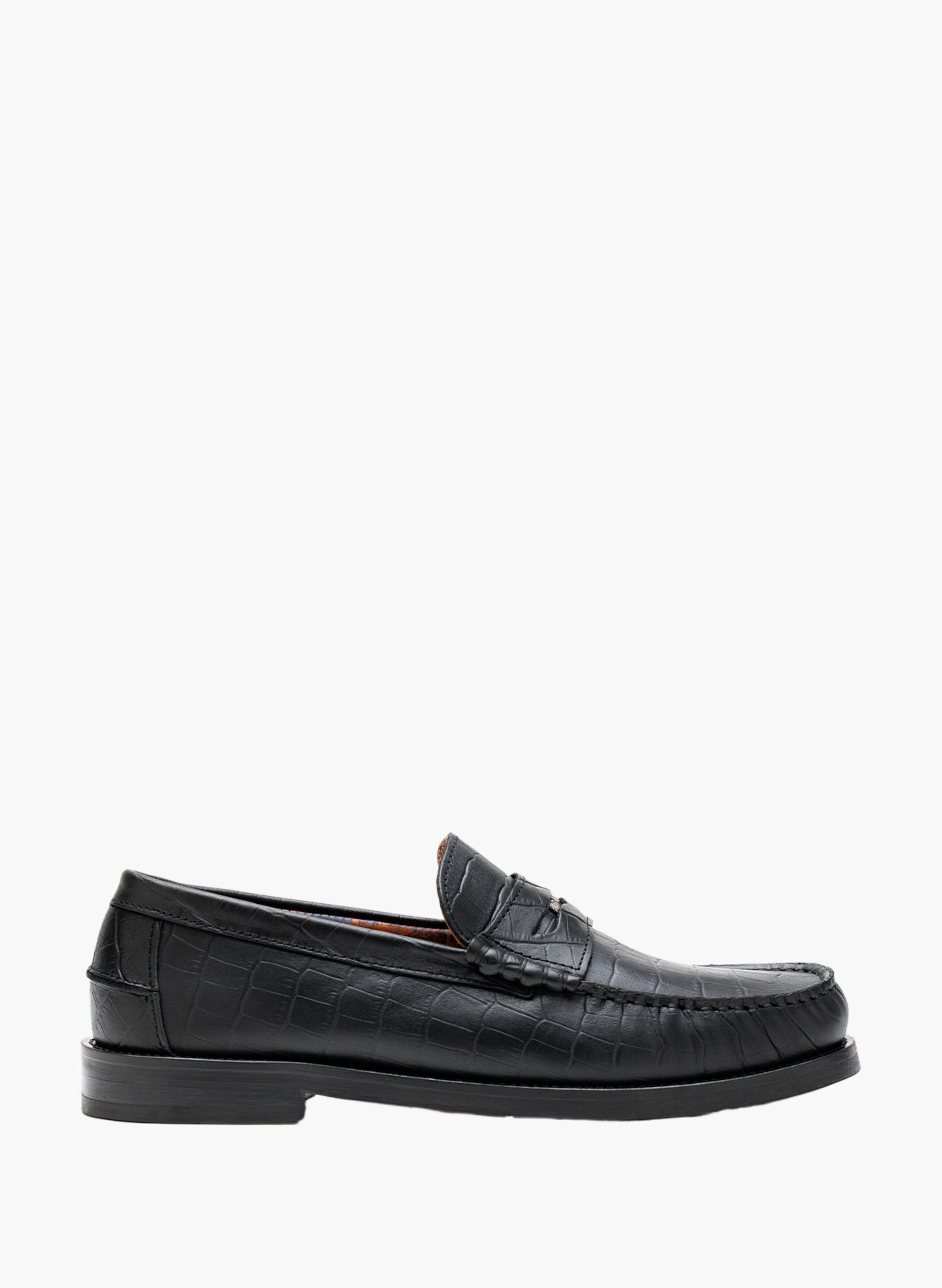 Mocassins riviera en cuir effet croco NAKED WOLFE Noir