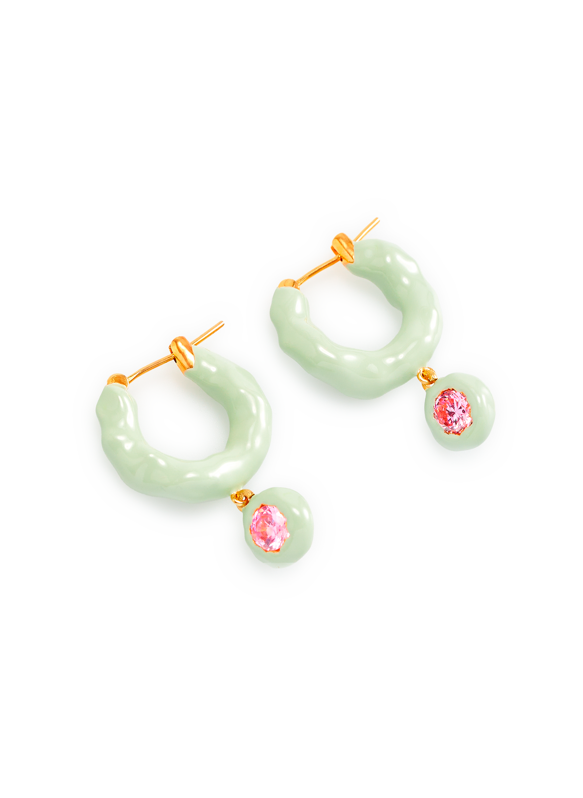 Boucles d'oreille Wave avec cristaux en laiton plaqué or