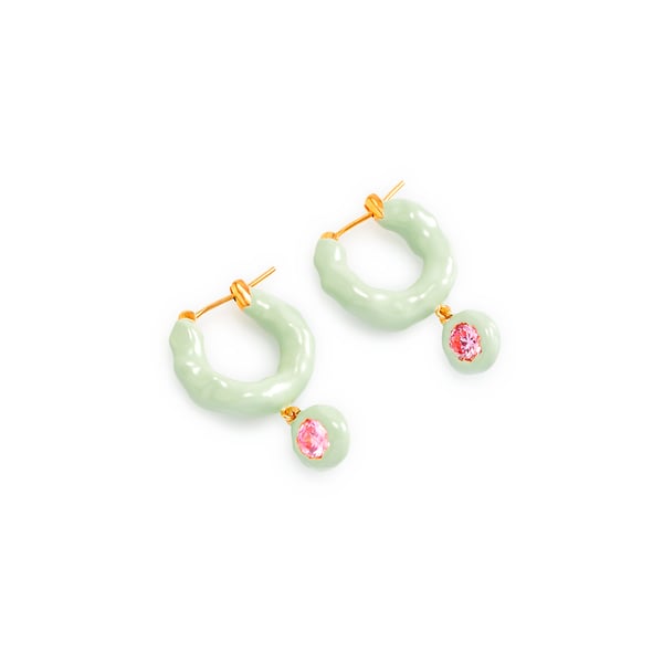 Boucles d'oreille Wave avec cristaux en laiton plaqué or