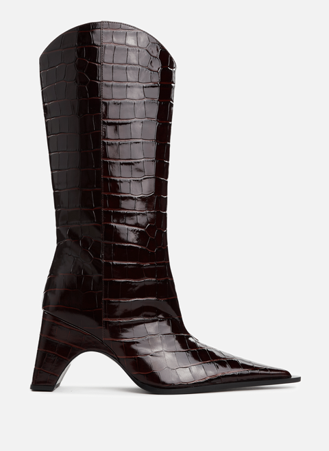 Crocodile textured leather boots BrownCOPERNI 