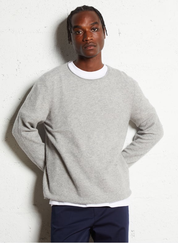 Pull droit col rond en laine mélangée ducksbay Gris by AMERICAN VINTAGE AMERICAN VINTAGE Pull droit col rond en laine mélangée ducksbay Gris