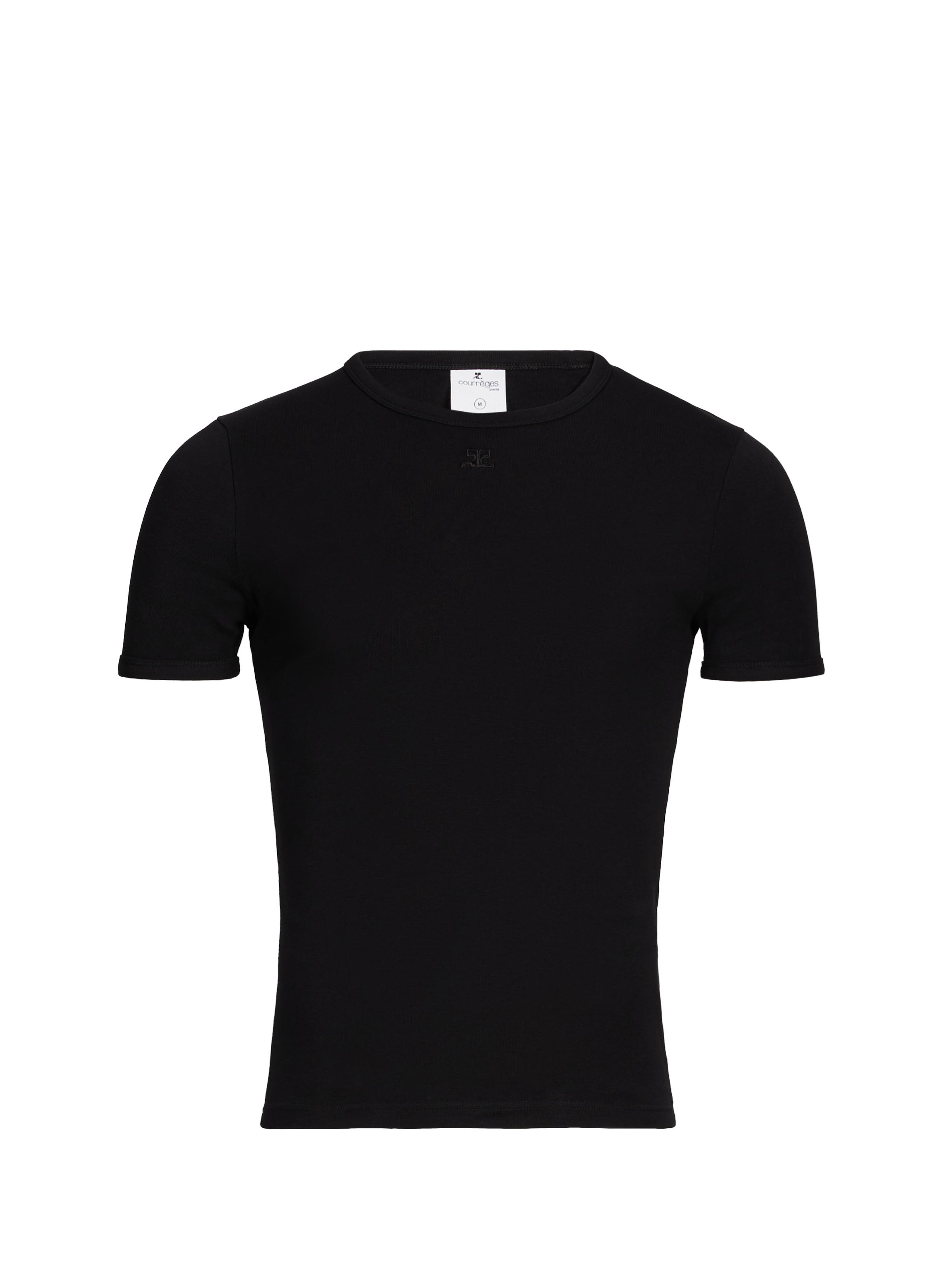 Embroidered cotton T-shirt COURRÈGES Black