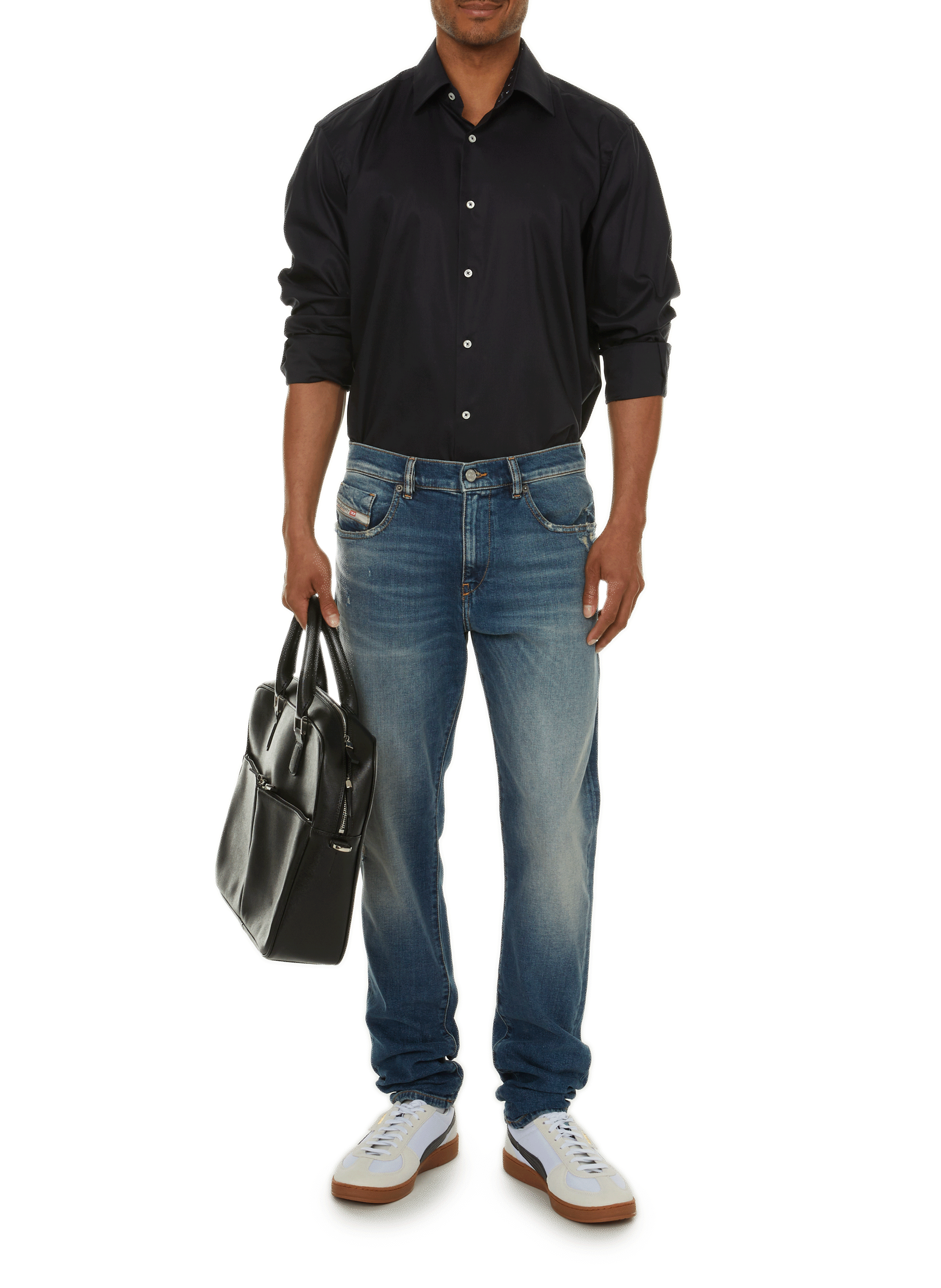 Chemise unie en coton  BOSS Bleu