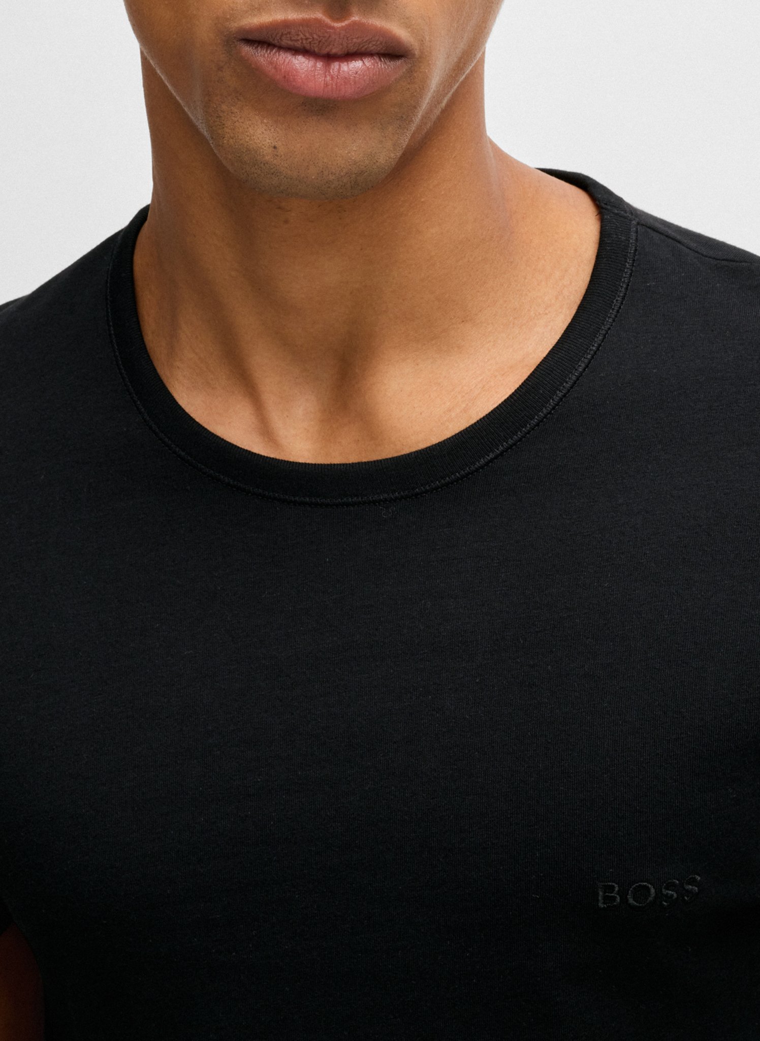Lot de 3 tee-shirt col rond en coton BOSS Noir