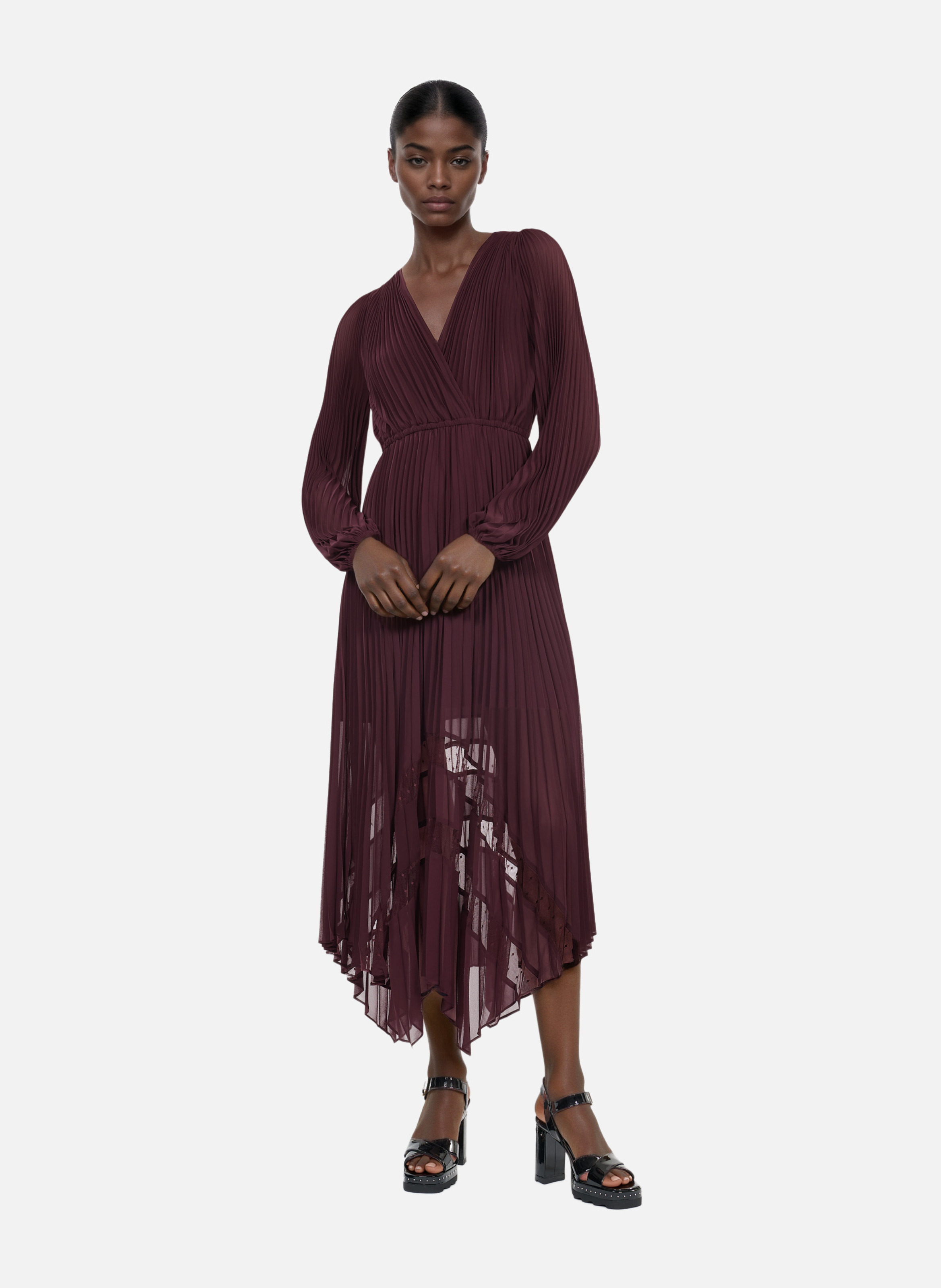 Robe longue plissée THE KOOPLES Rouge