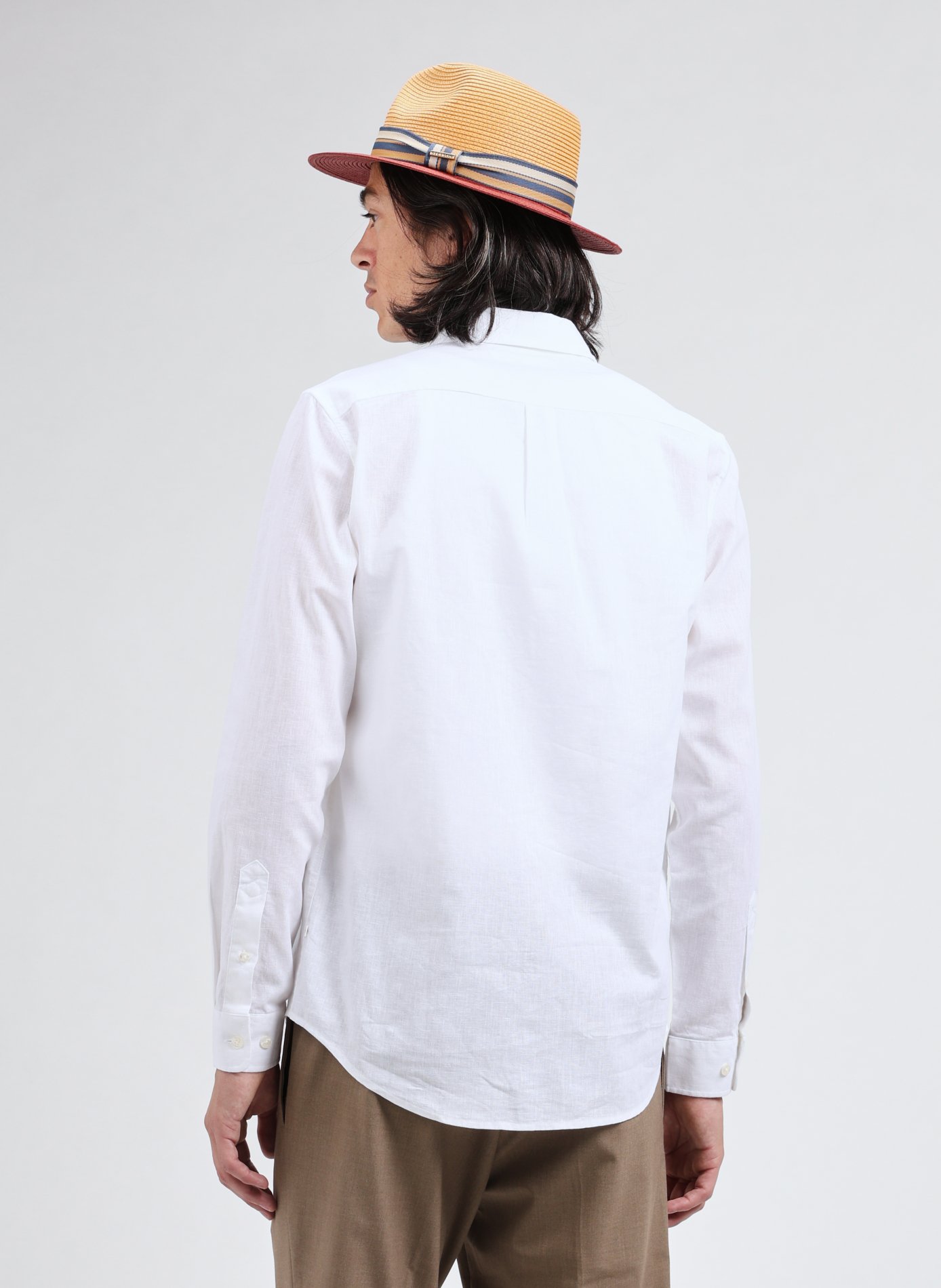 Chemise droite en coton et lin SAMSOE SAMSOE Blanc