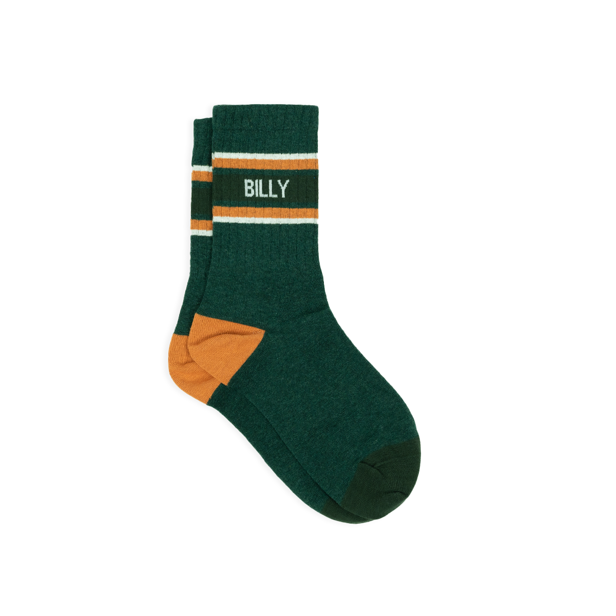 Chaussettes en coton peigné retro  Vert foncé, orange et blanc