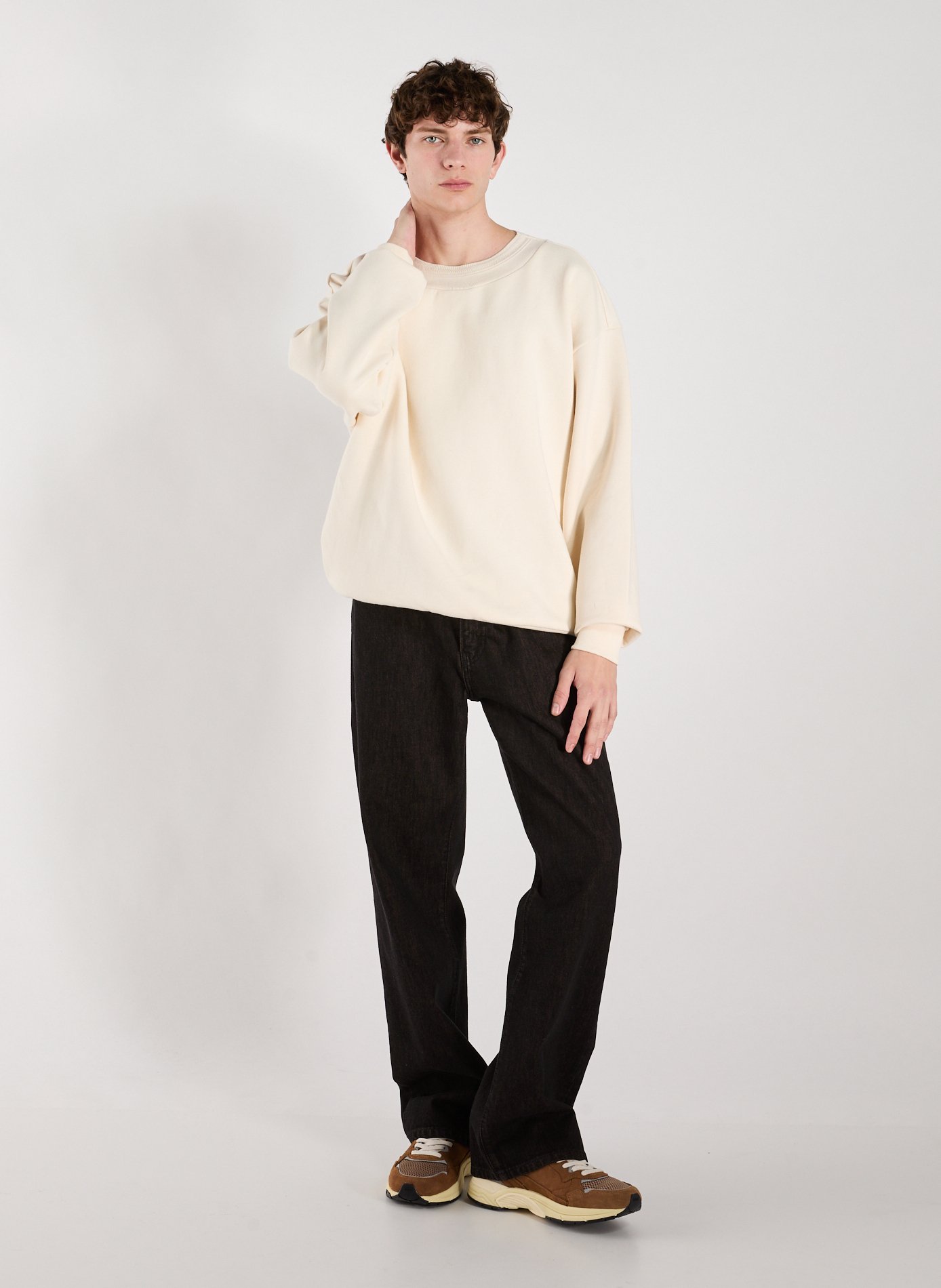 Round-neck cotton sweater in large size MERELY MADE Brown