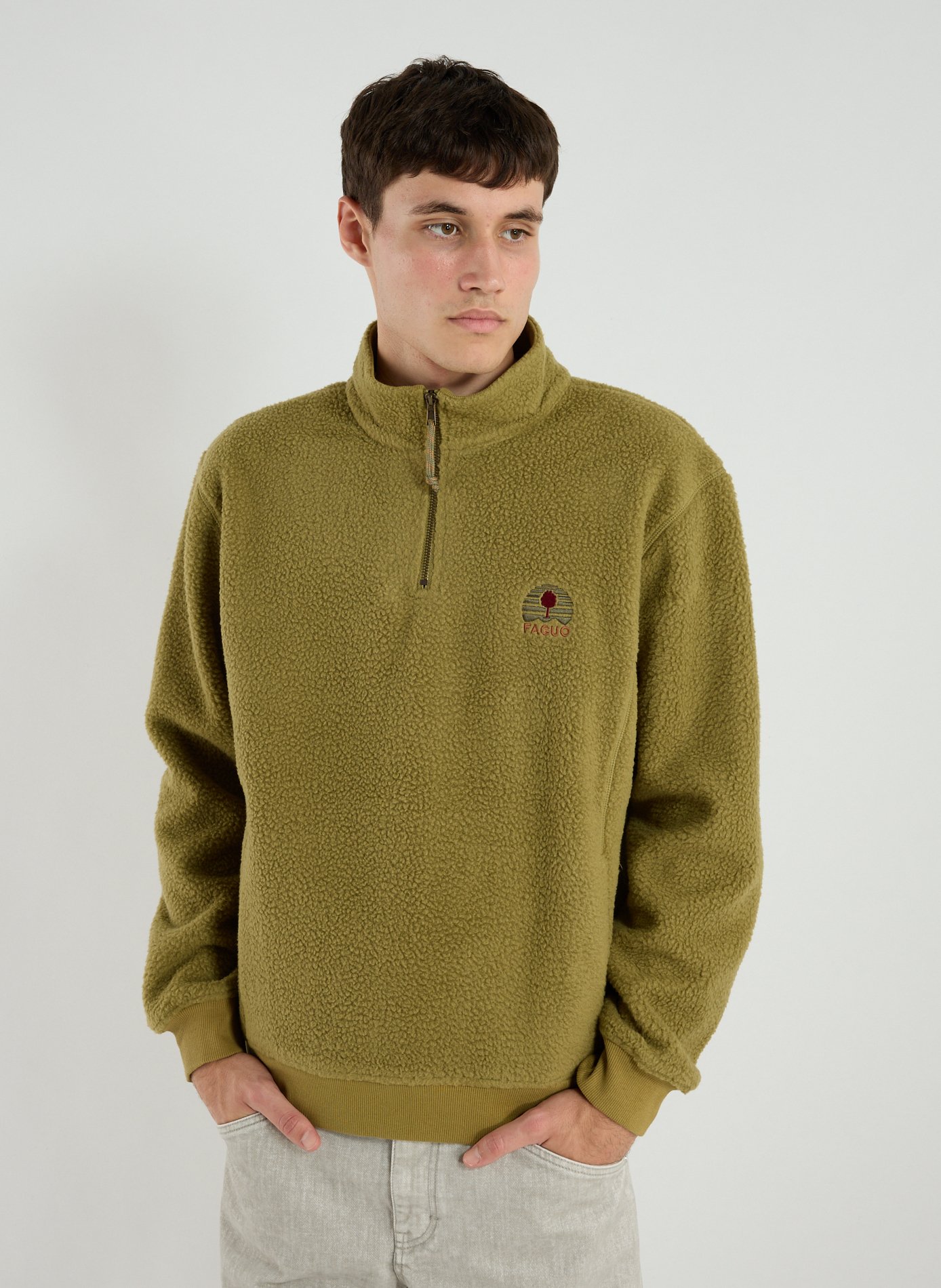 FAGUO Straight zip-up sweatshirt Green
