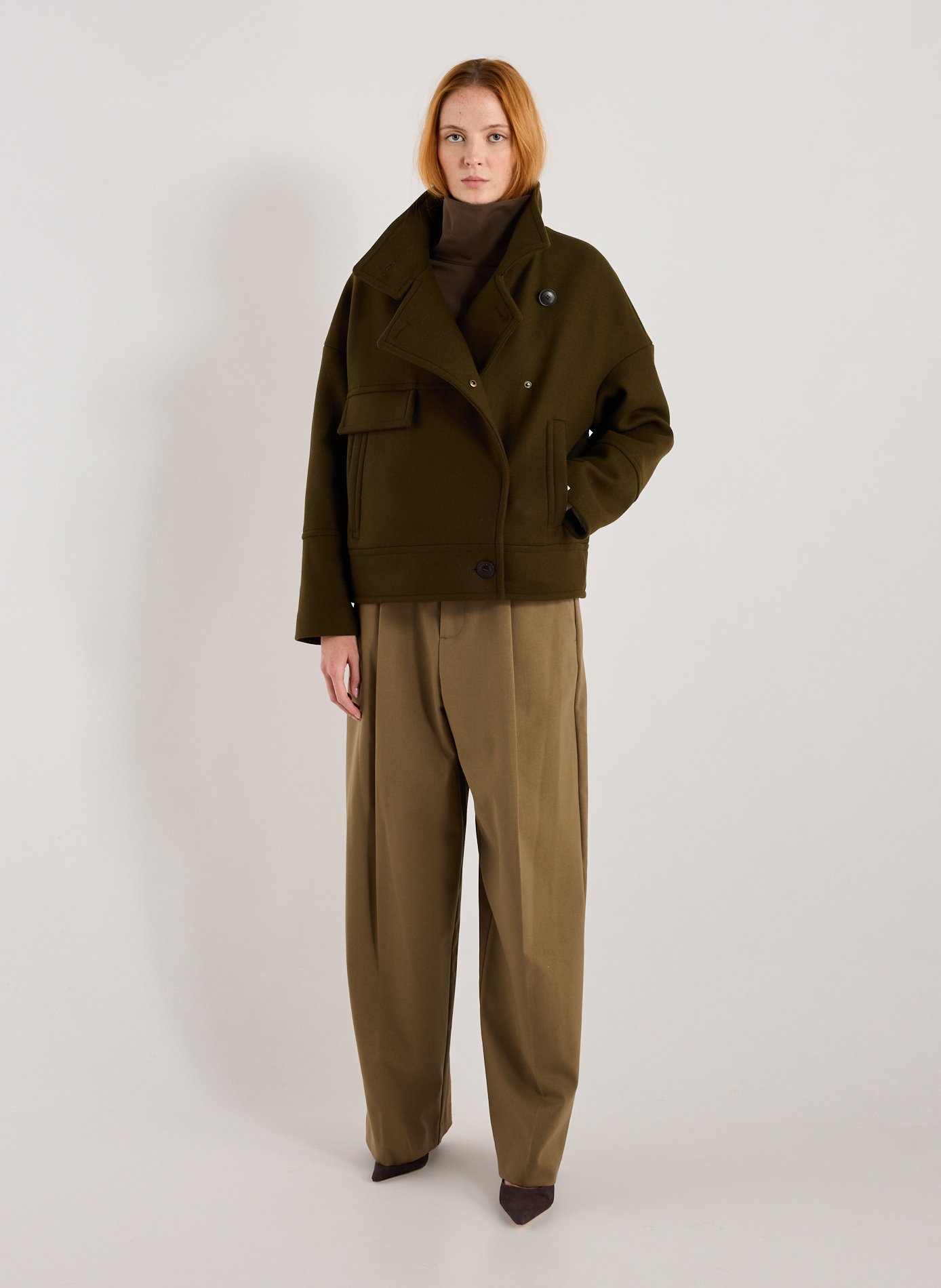 Oversized Mably coat in blended virgin wool TRENCH & COAT Khaki