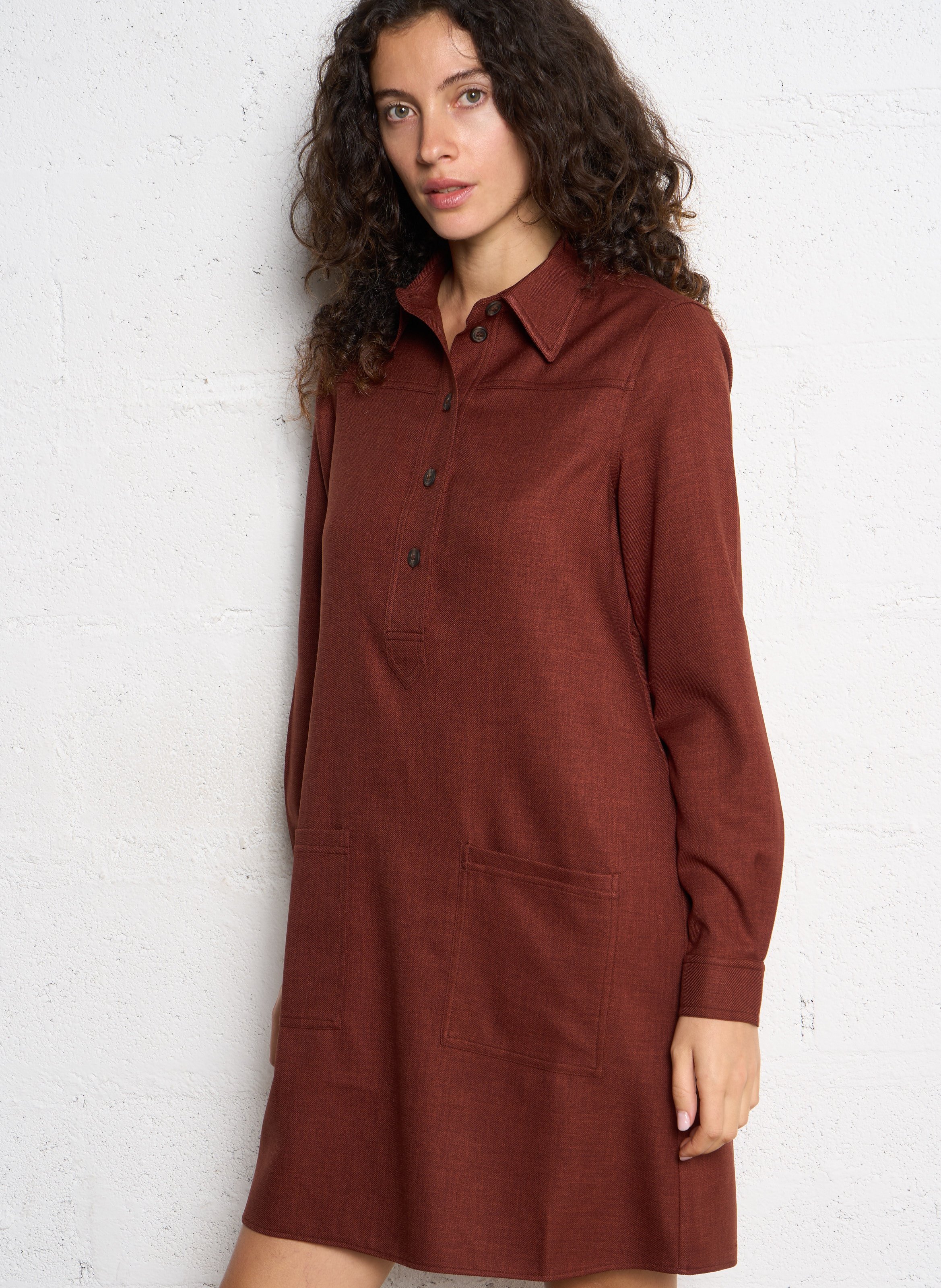 Robe droite unie à col polo boutonné rise MAISON 123 Rouge