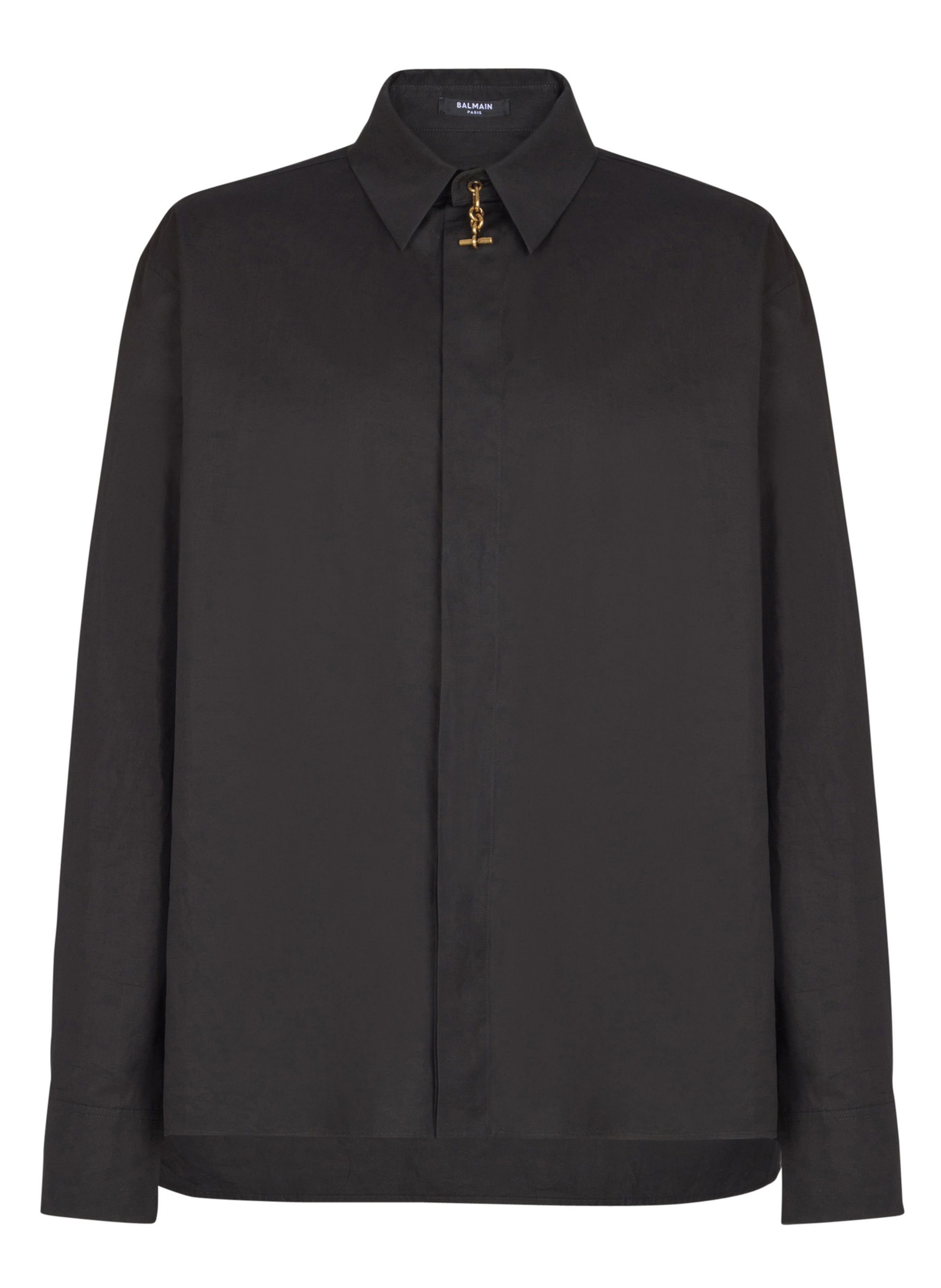 Chemise asymétrique en popeline BALMAIN Noir