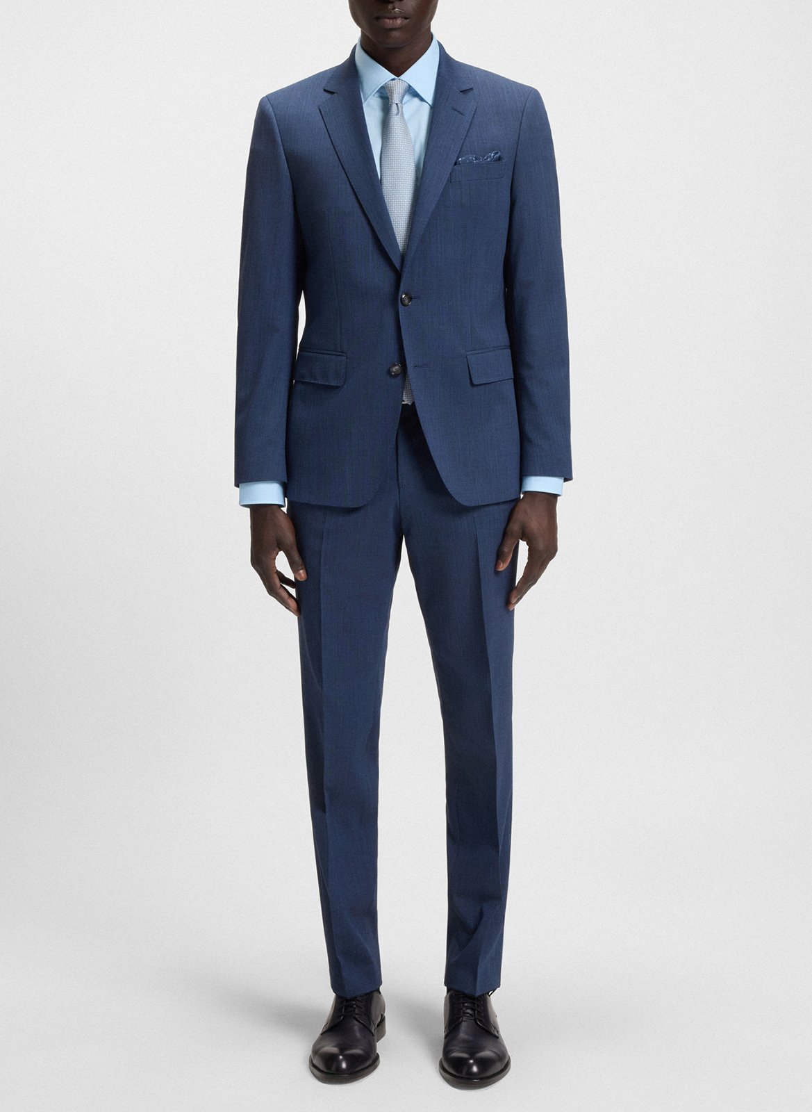 Chemise col classique en coton mélangé BOSS Bleu