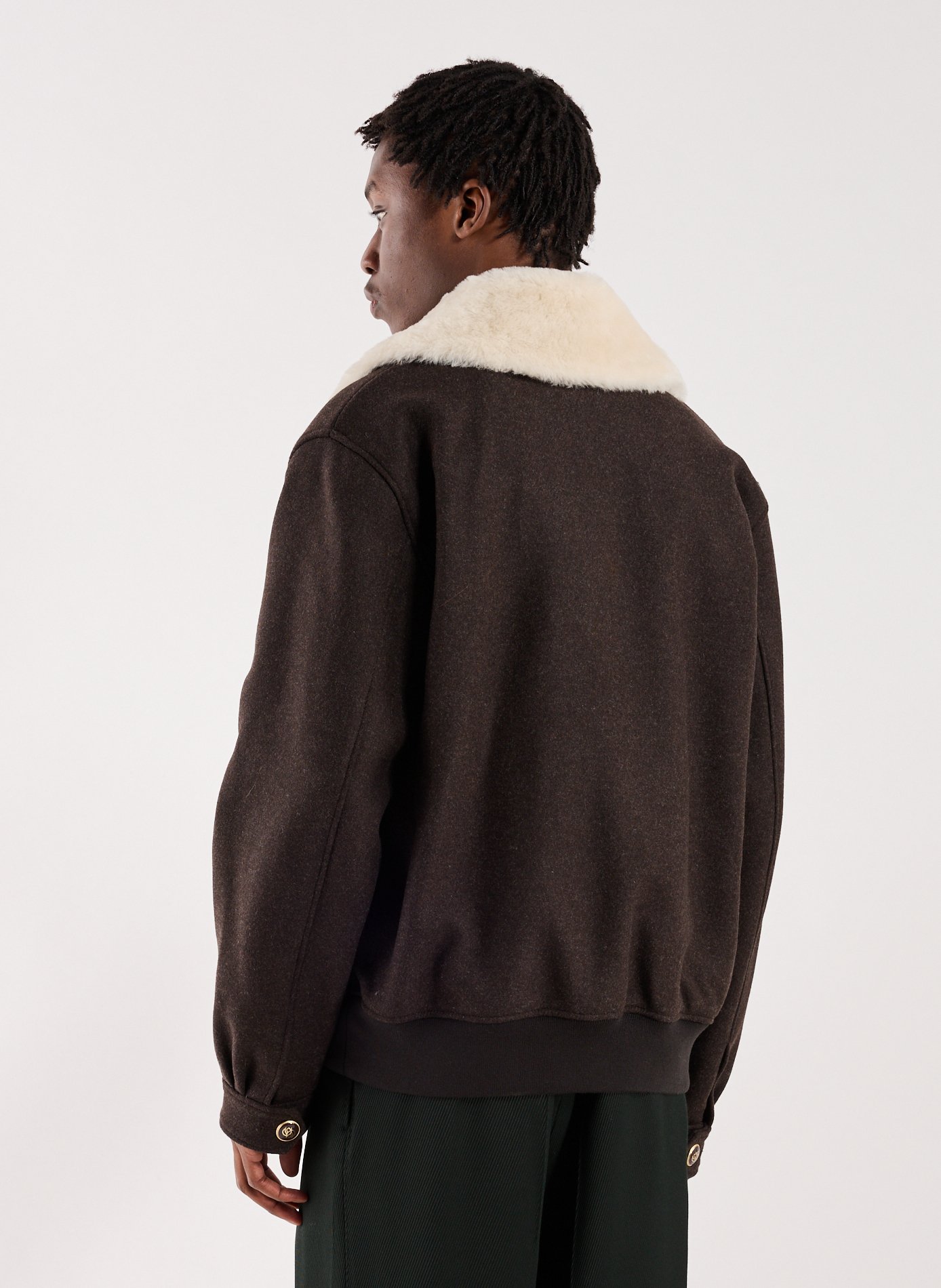 The Jacket with Contrasting Collar in Mixed Wool DROLE DE MONSIEUR Brown