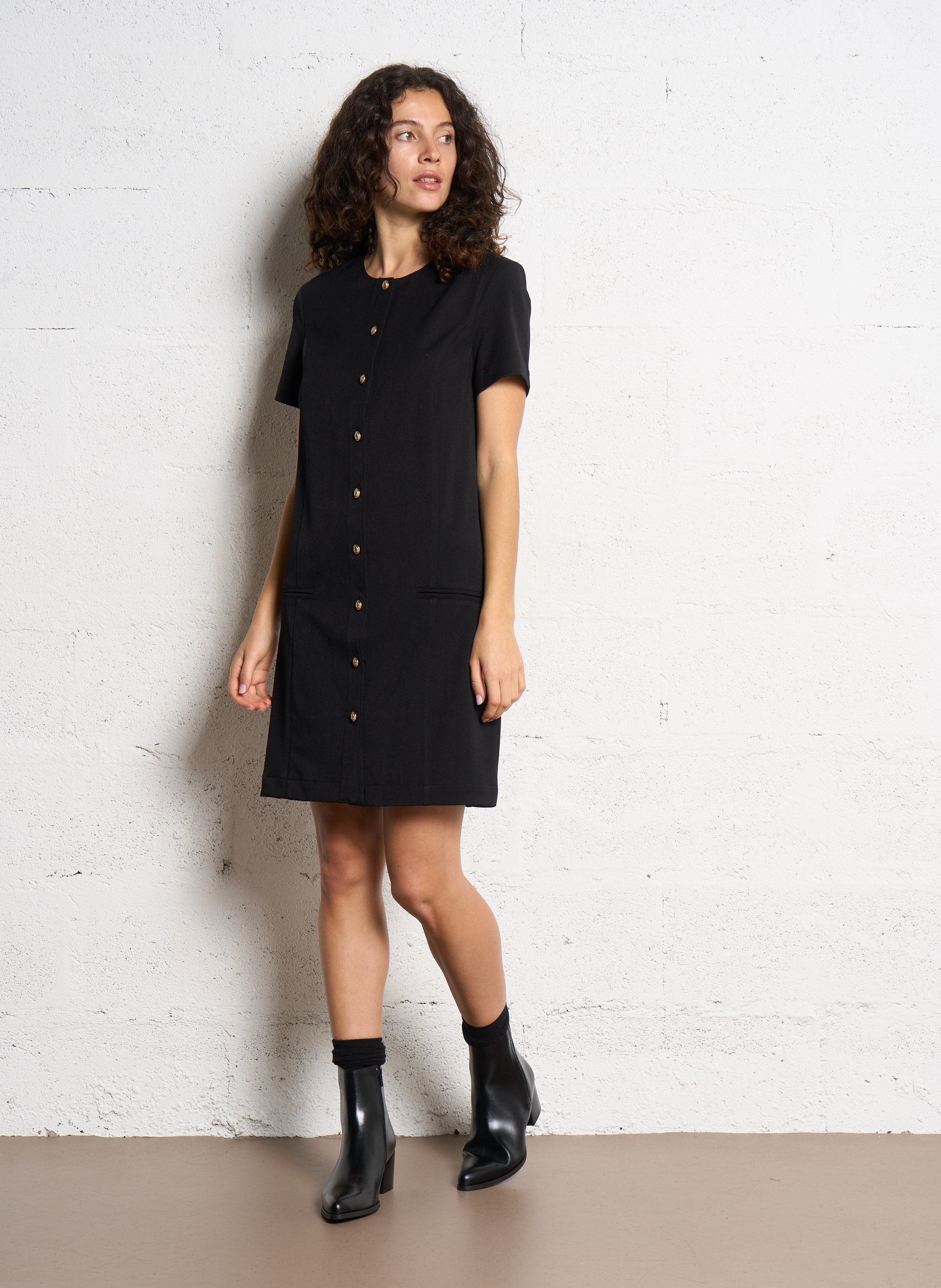 Robe courte col rond IKKS Noir