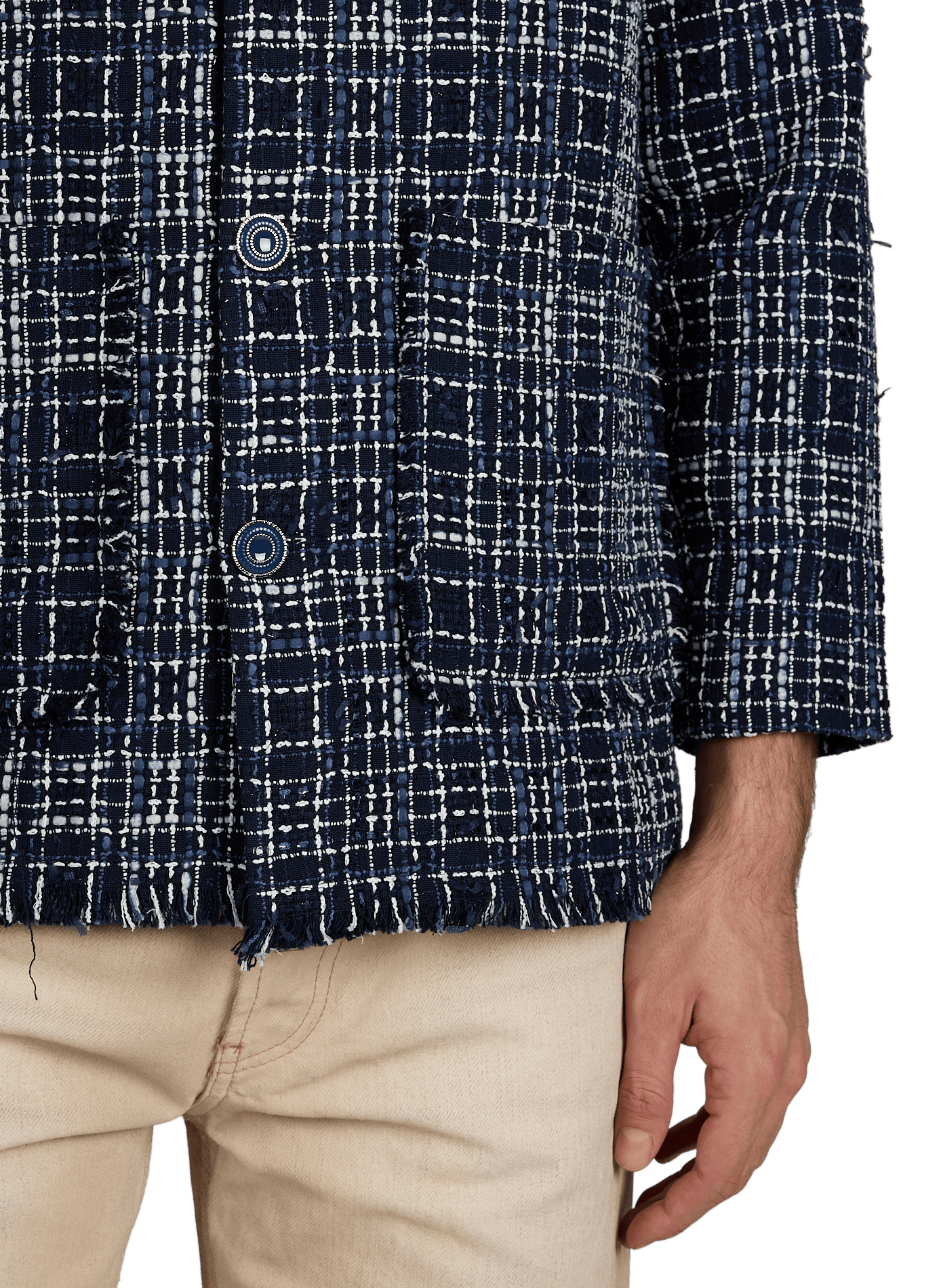 Straight tweed cotton jacket BENJAMIN BENMOYAL Blue