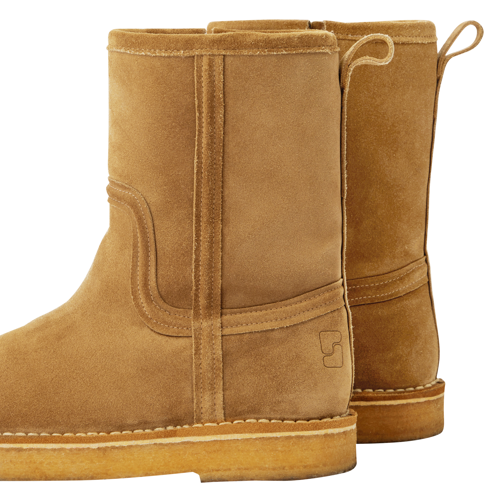 Bottes fourrées en cuir velours Texas SOEUR Beige