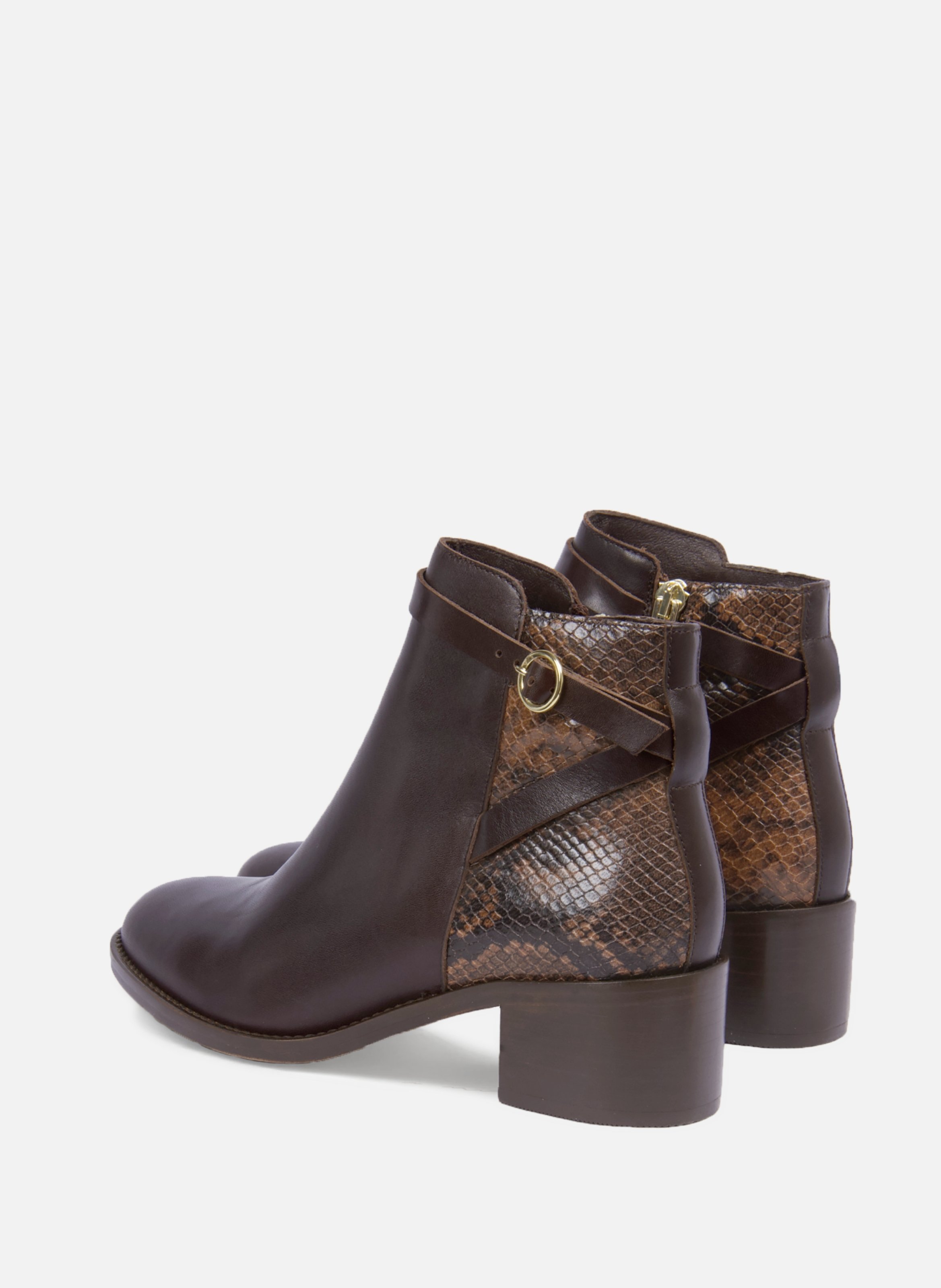 Bottines cavalières cuir python JULES & JENN Marron