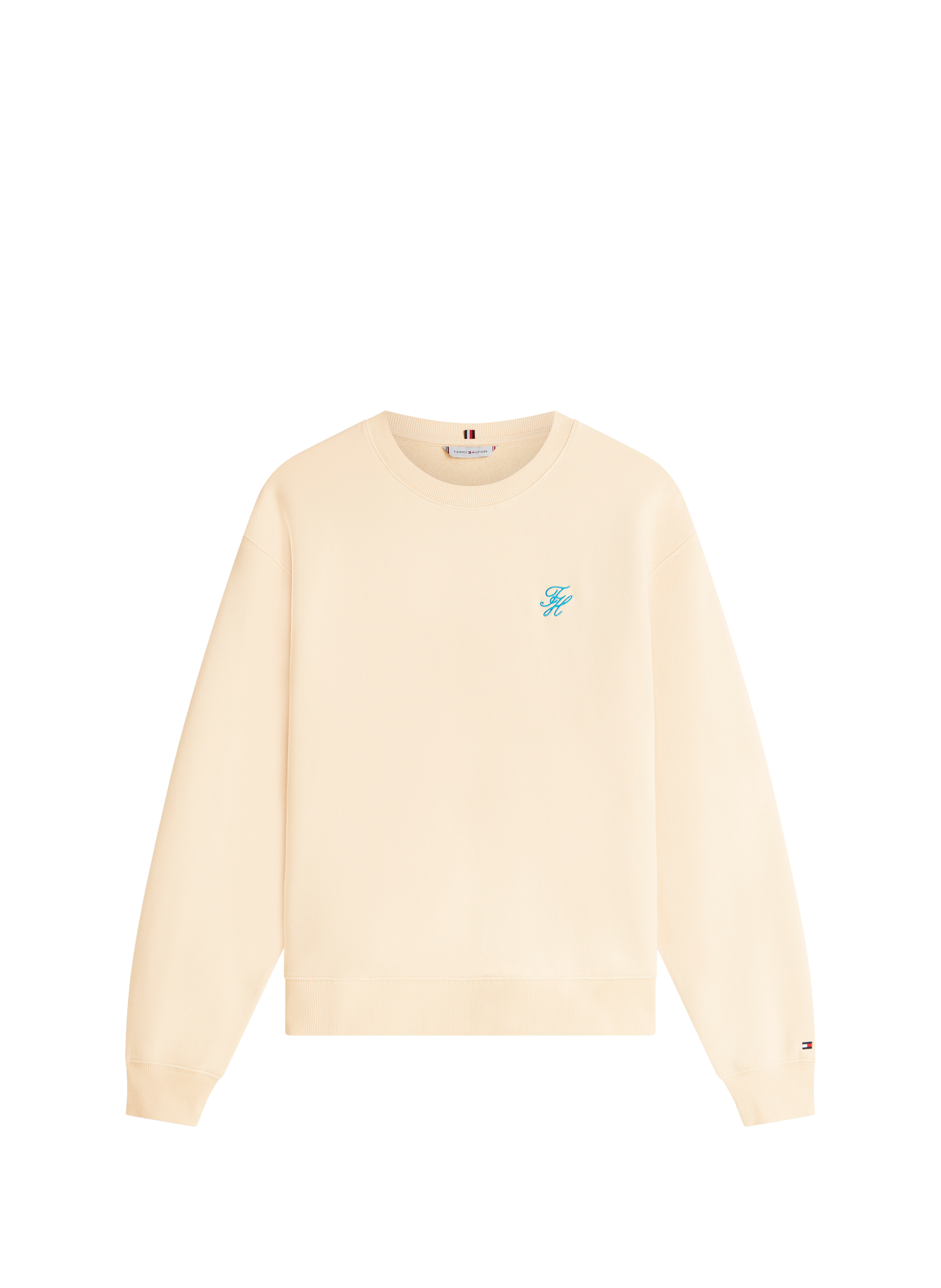 Sweat droit brodé en coton mélangé TOMMY HILFIGER Blanc