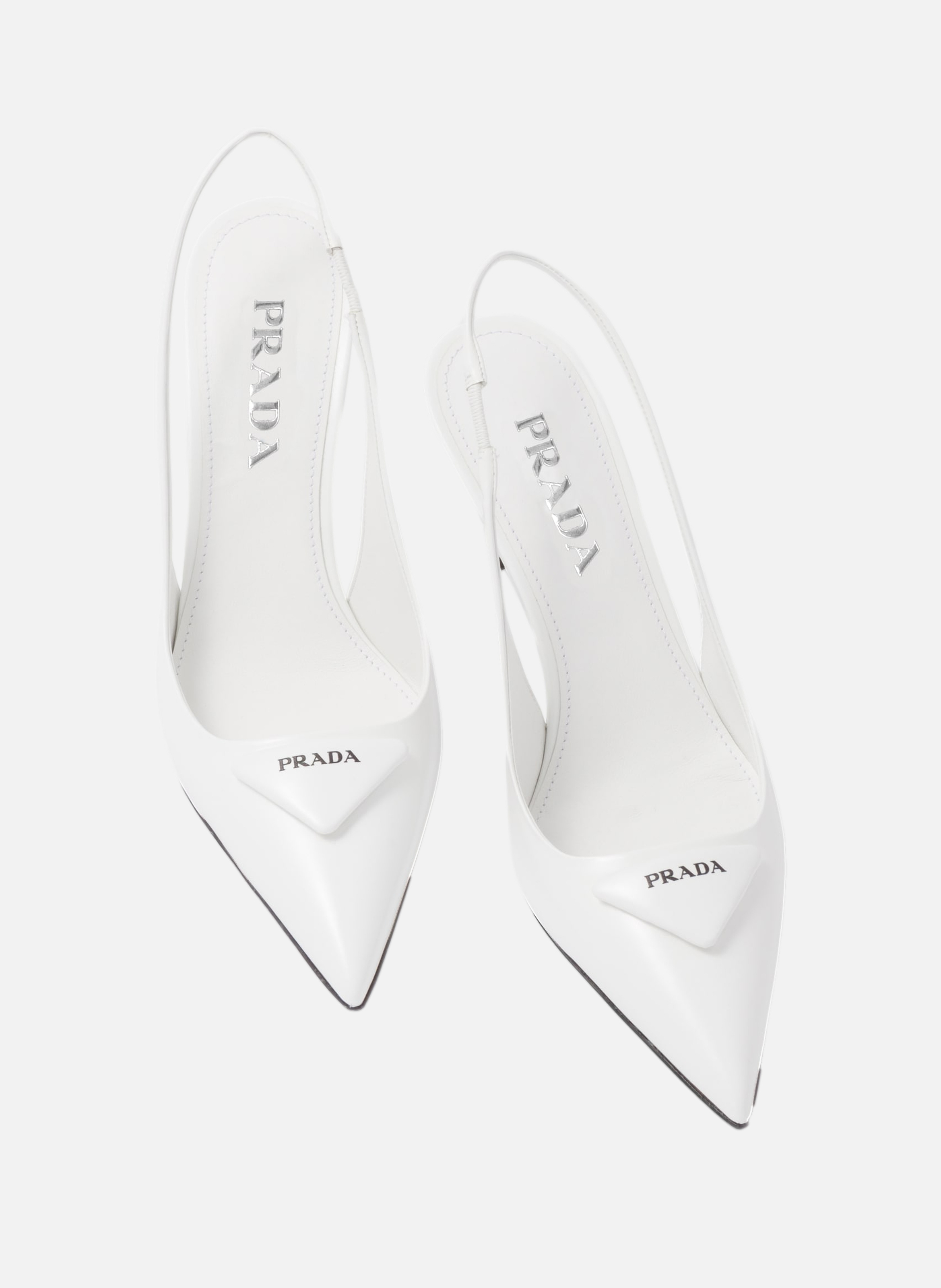 Escarpins à bride arrière en cuir brossé PRADA Blanc