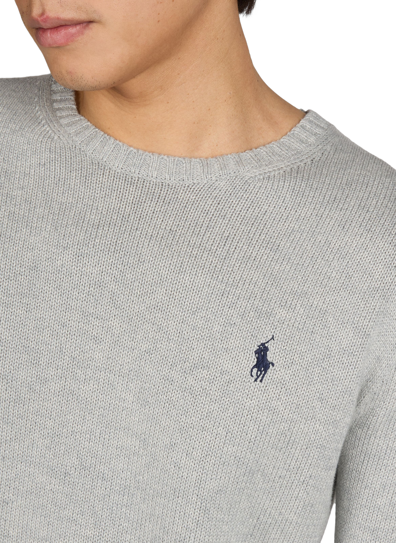 Ribbed round neck cotton sweater POLO RALPH LAUREN Grey