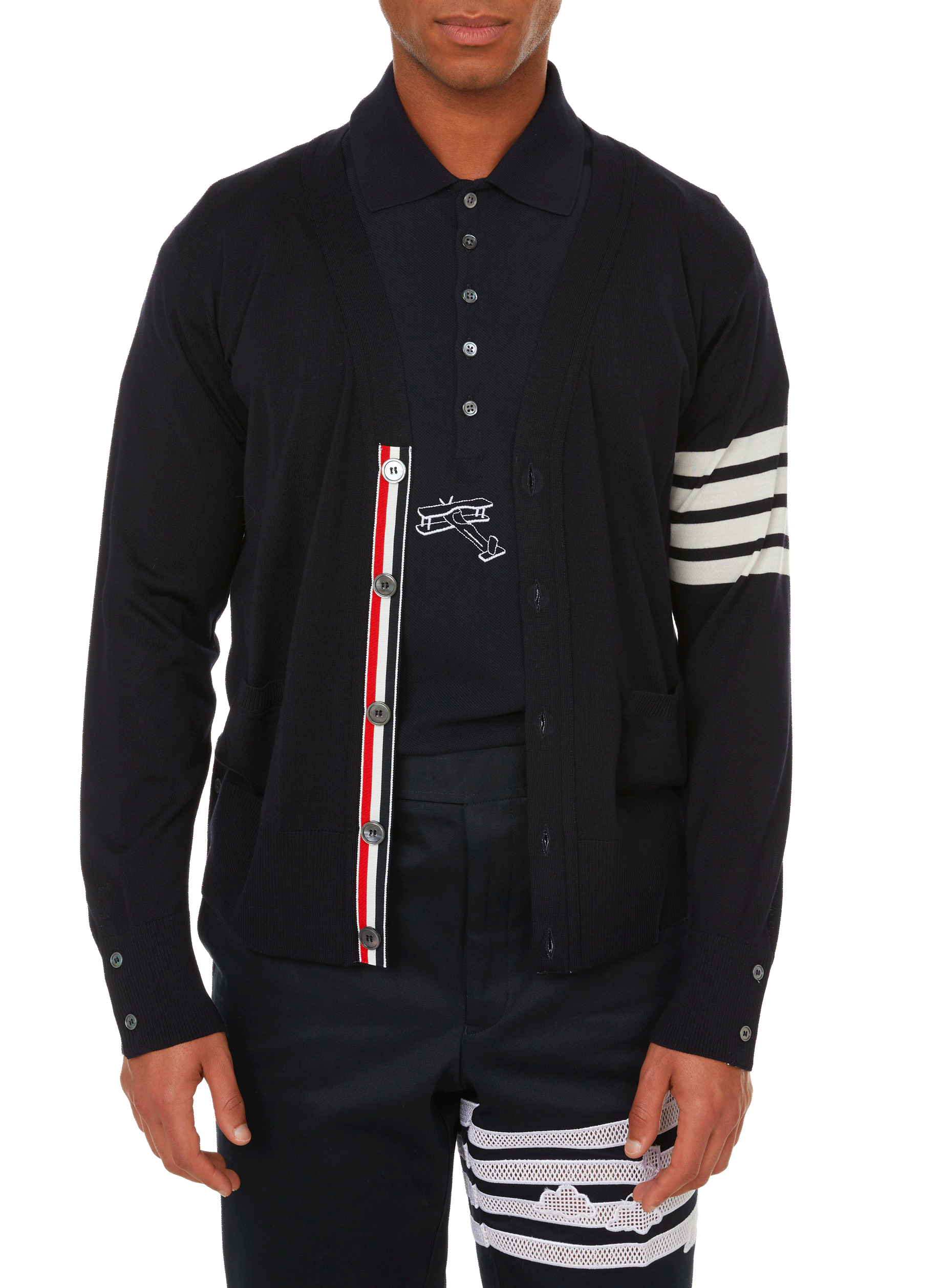 Gilet en laine mérinos THOM BROWNE Bleu