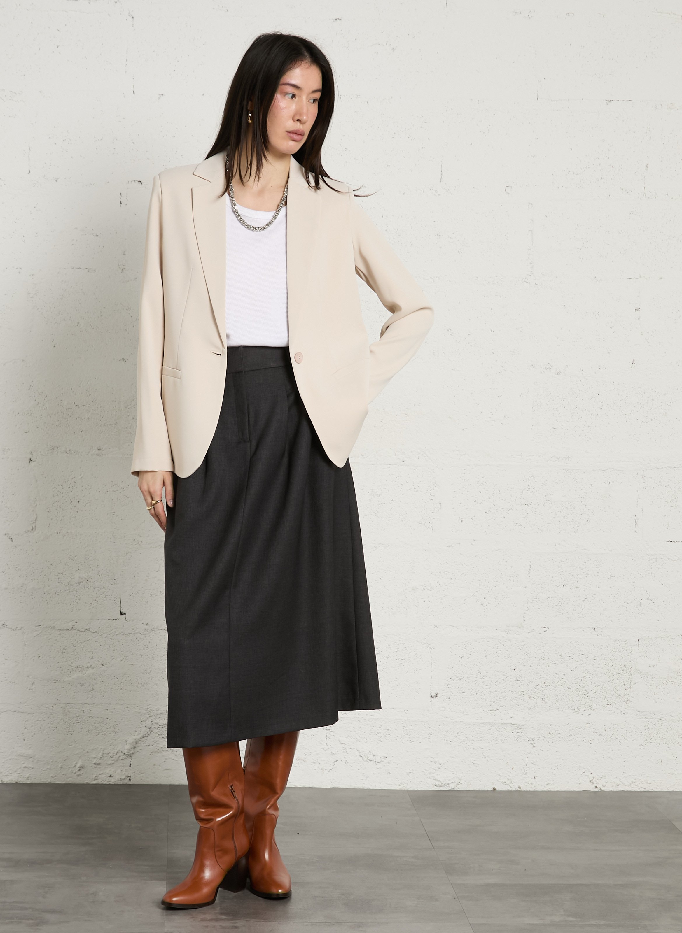 Jupe midi ophelie MAISON 123 Gris