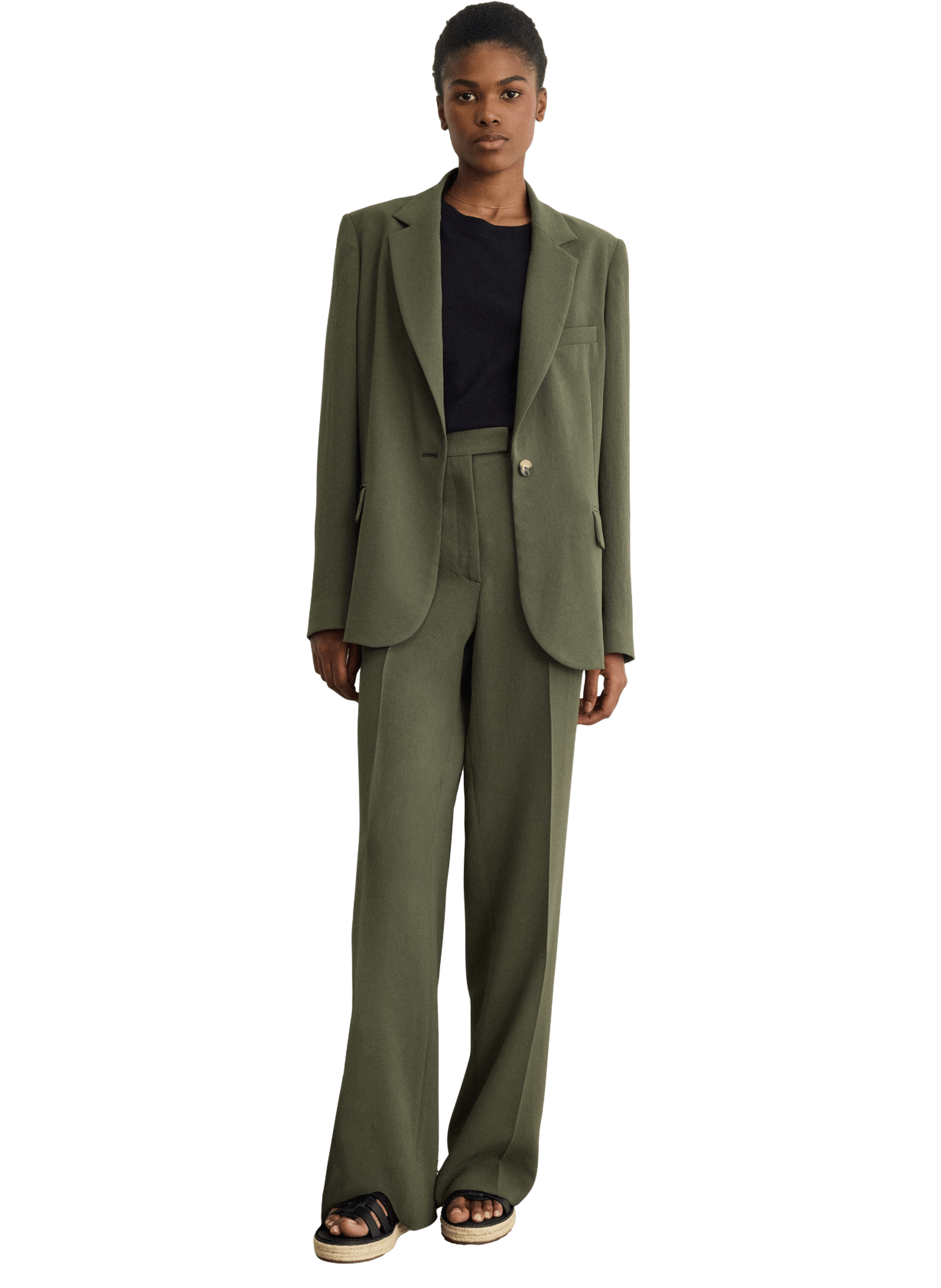 Veste de tailleur droite en crêpe - malika PABLO Vert