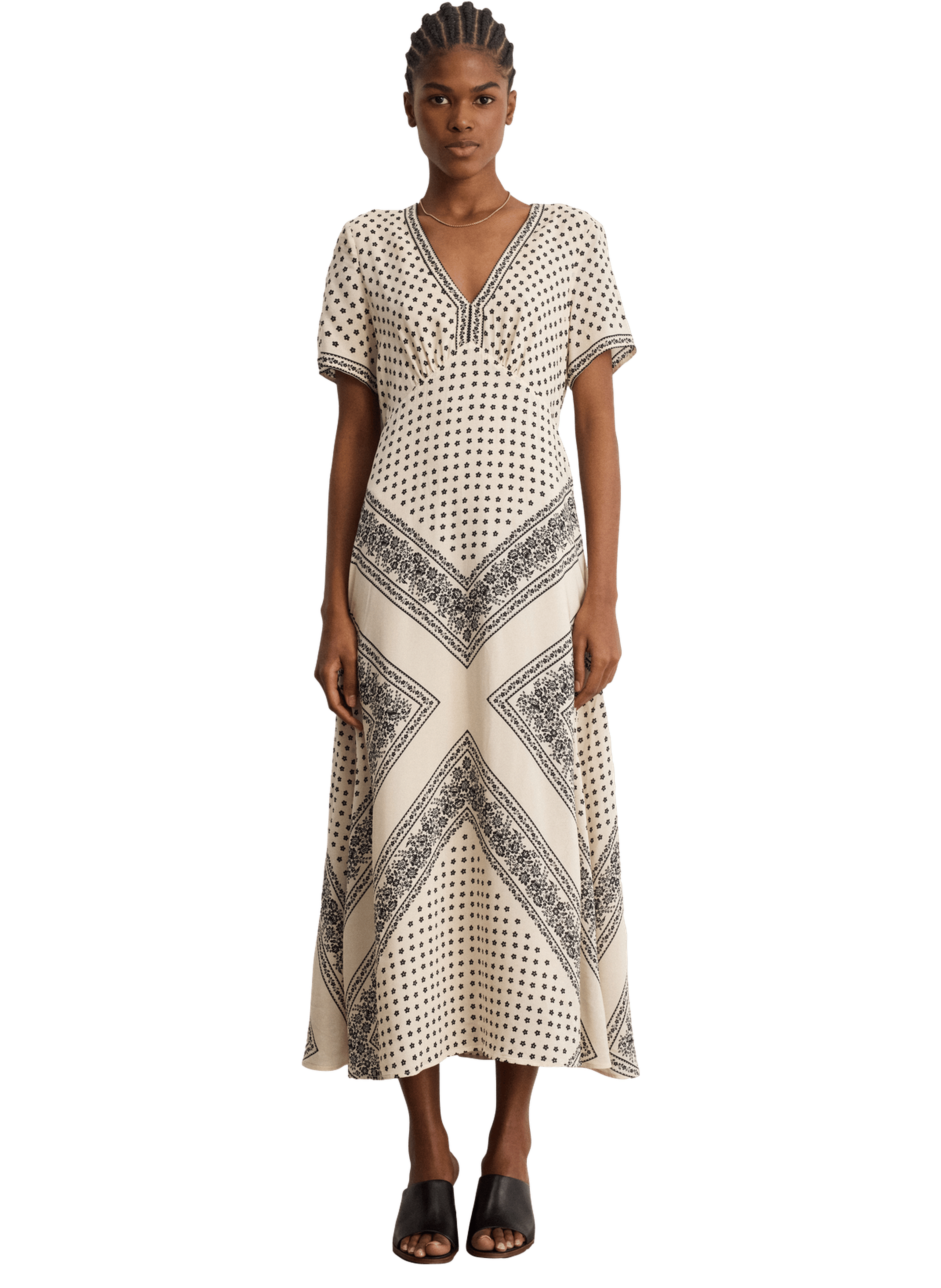 Robe longue imprimé bicolore - ahlam PABLO Beige