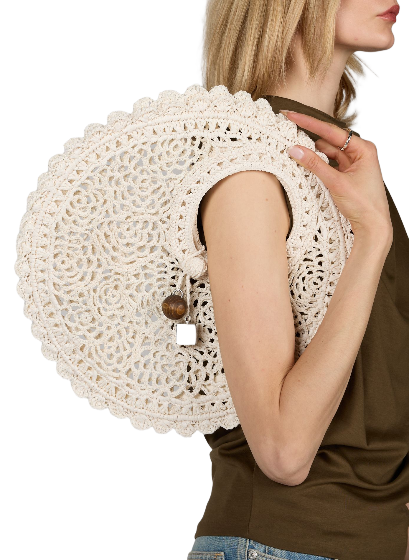 Le Petit Rond Spiaggia raffia handbag JACQUEMUS White