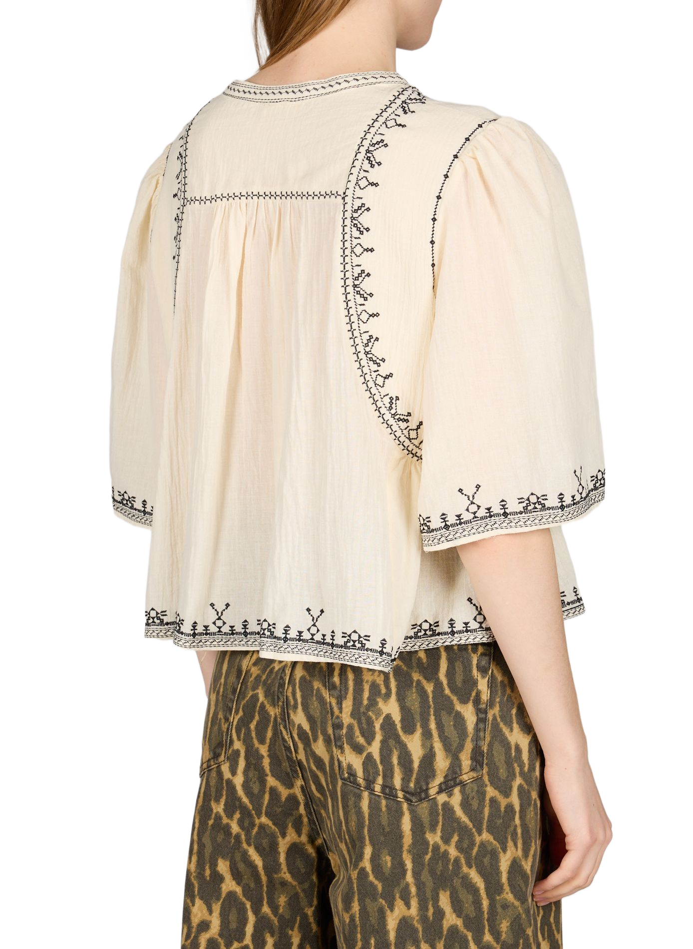 Embroidered cotton Melisca shirt ARTLOVE Yellow