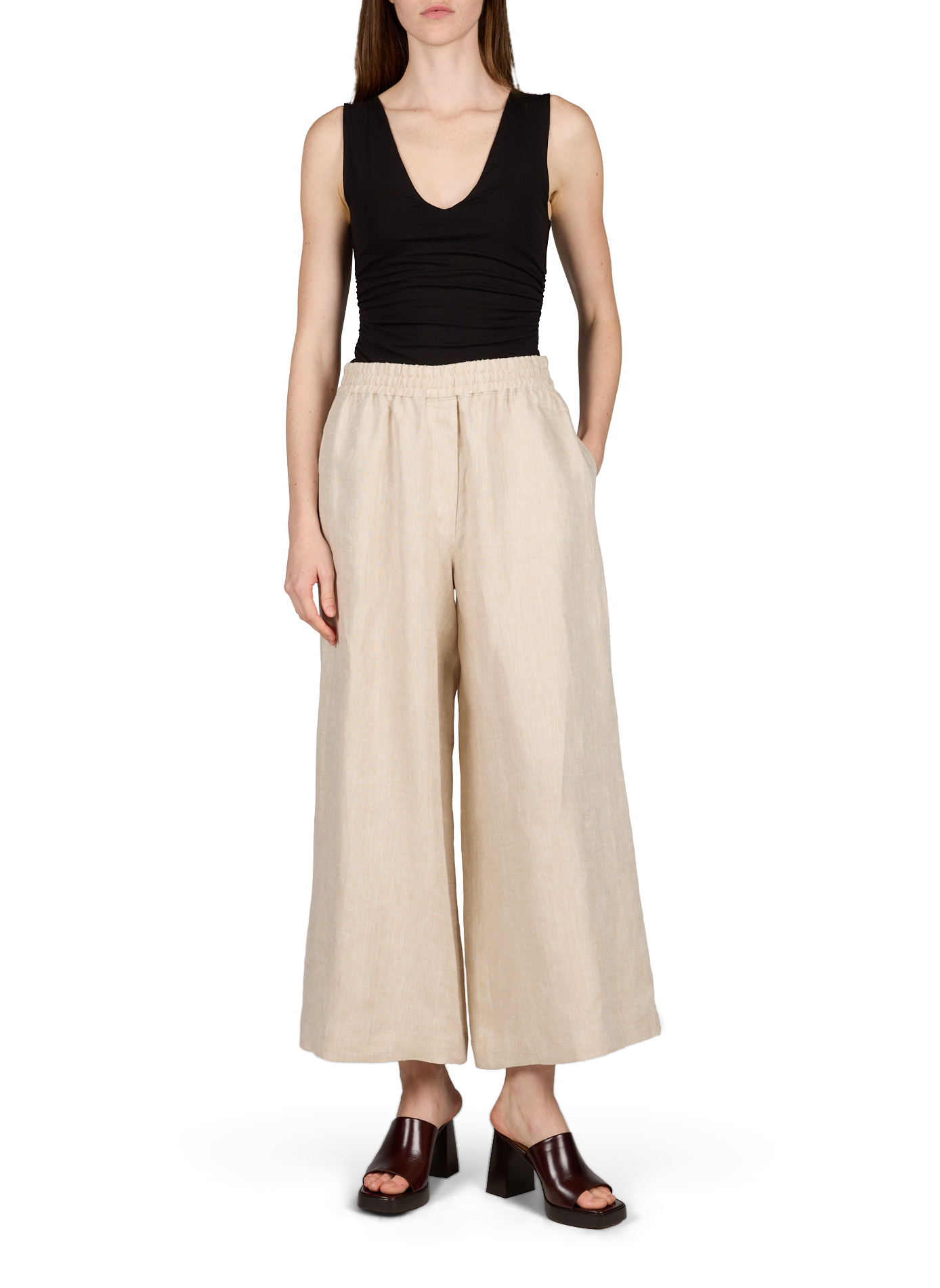Wide-leg linen trousers MAX MARA WEEK END Beige