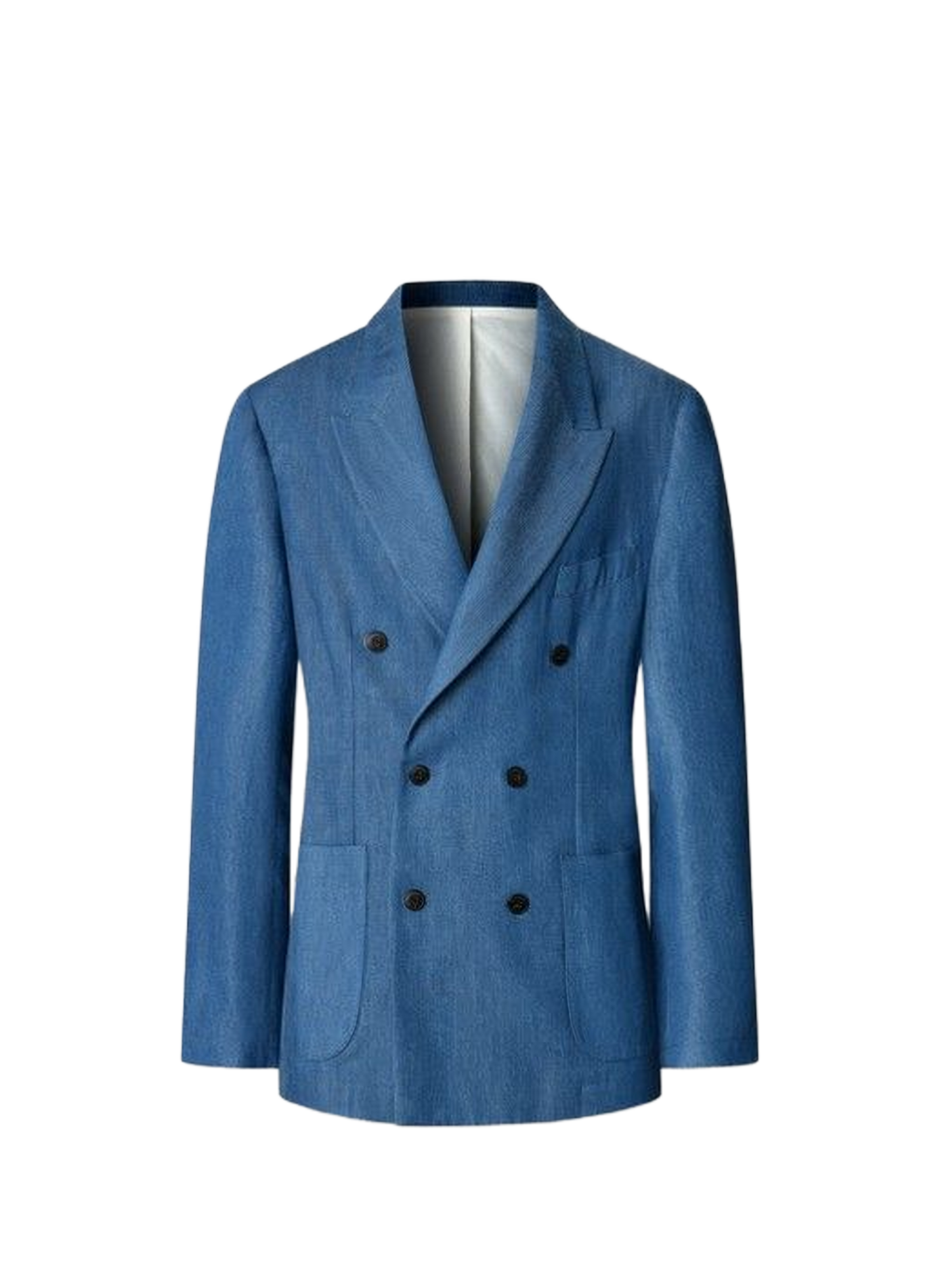 Slim double-breasted cotton blazer FACONNABLE Blue