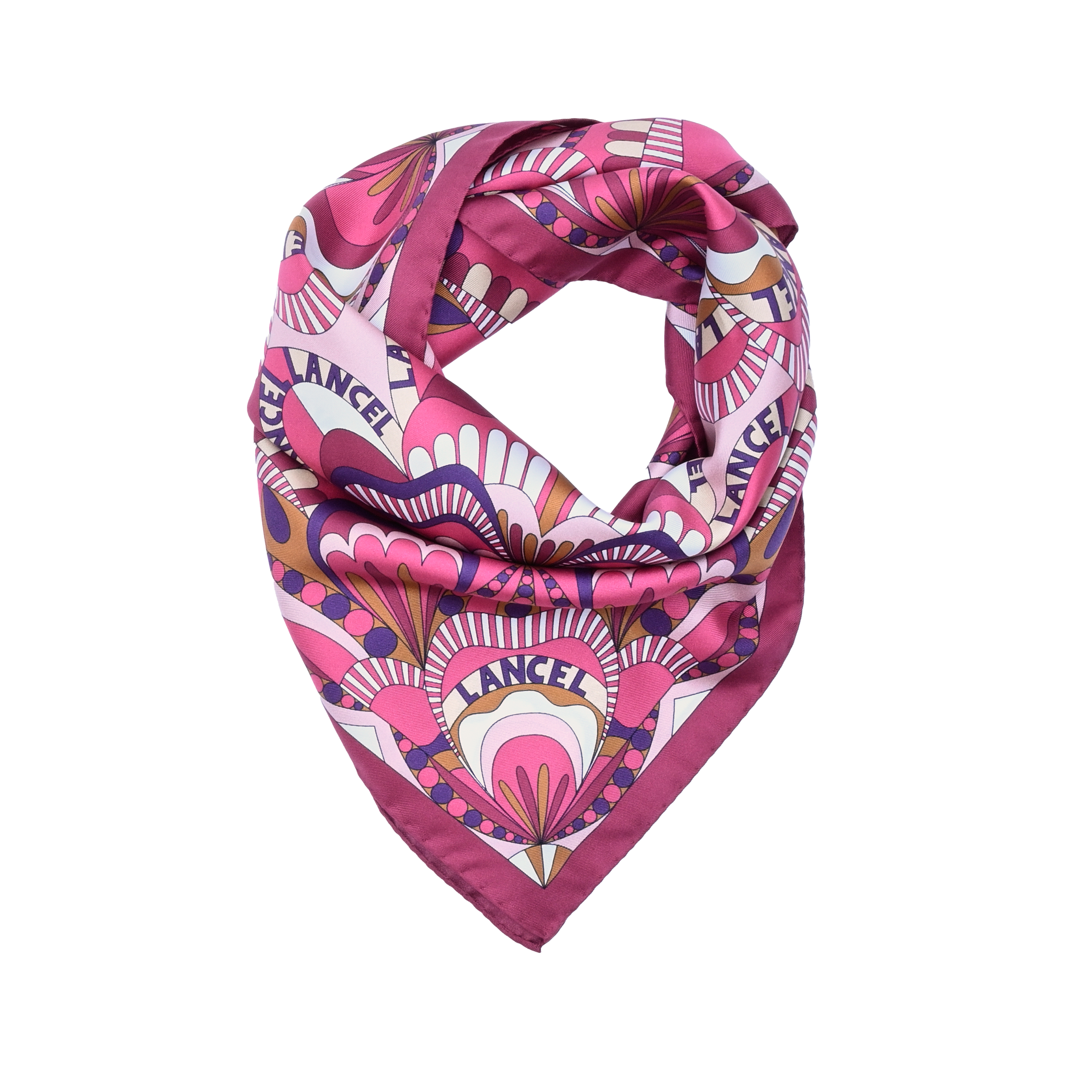 Silk carré 90 floral pattern by lancel LANCEL Purple