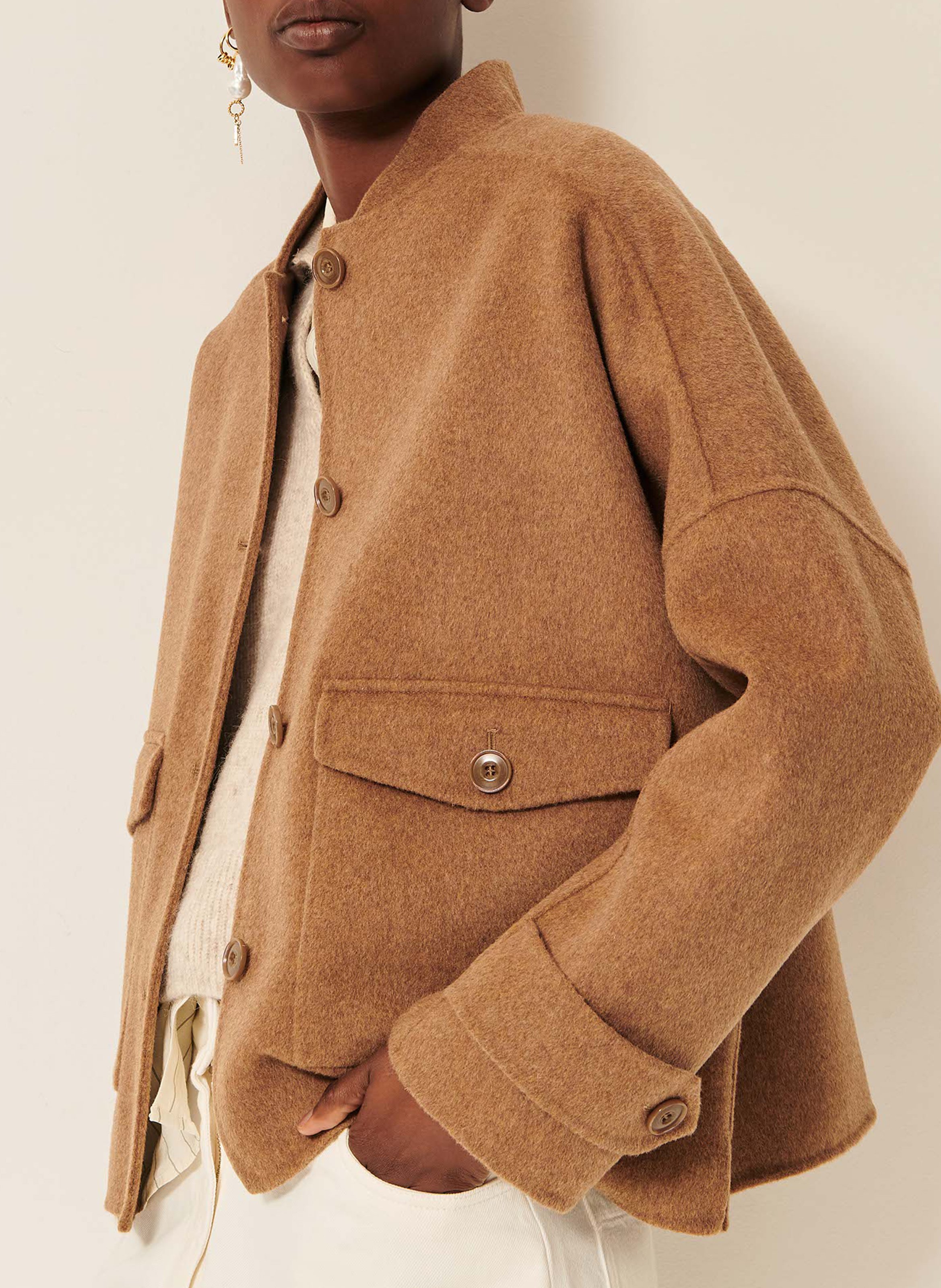 Veste droite en laine mélangée yalespring SESSUN Beige