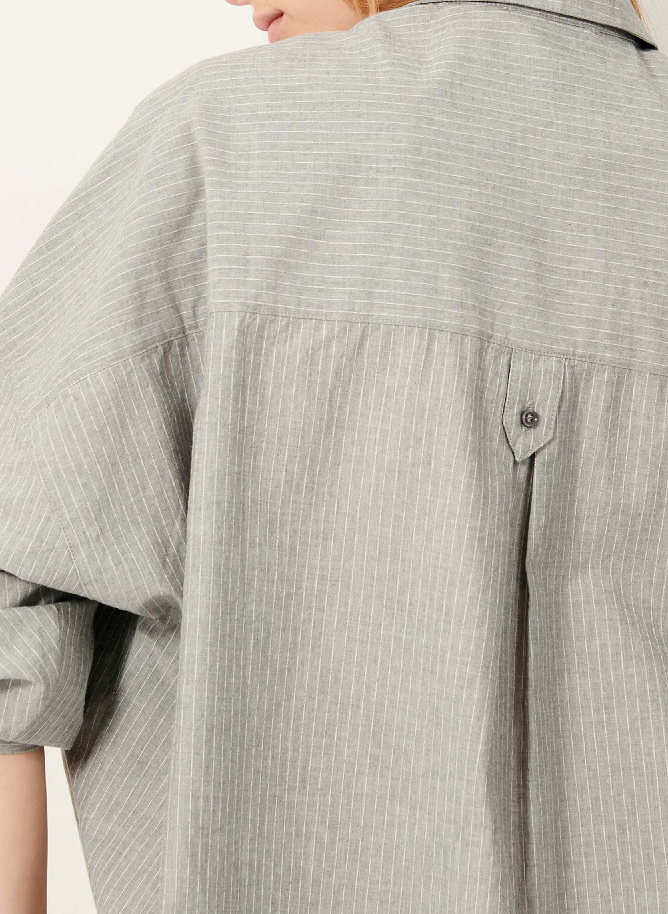 Robe chemise col classique ample en coton rayé fontella SESSUN Gris