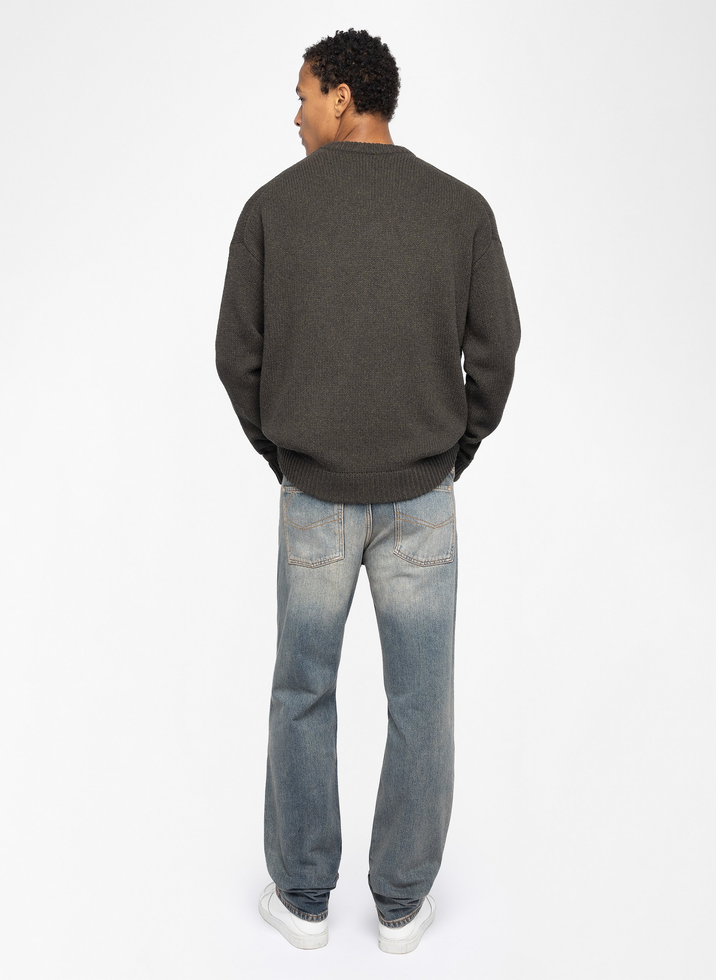 Marko round-neck straight embroidered merino wool sweater ZADIG&VOLTAIRE Green