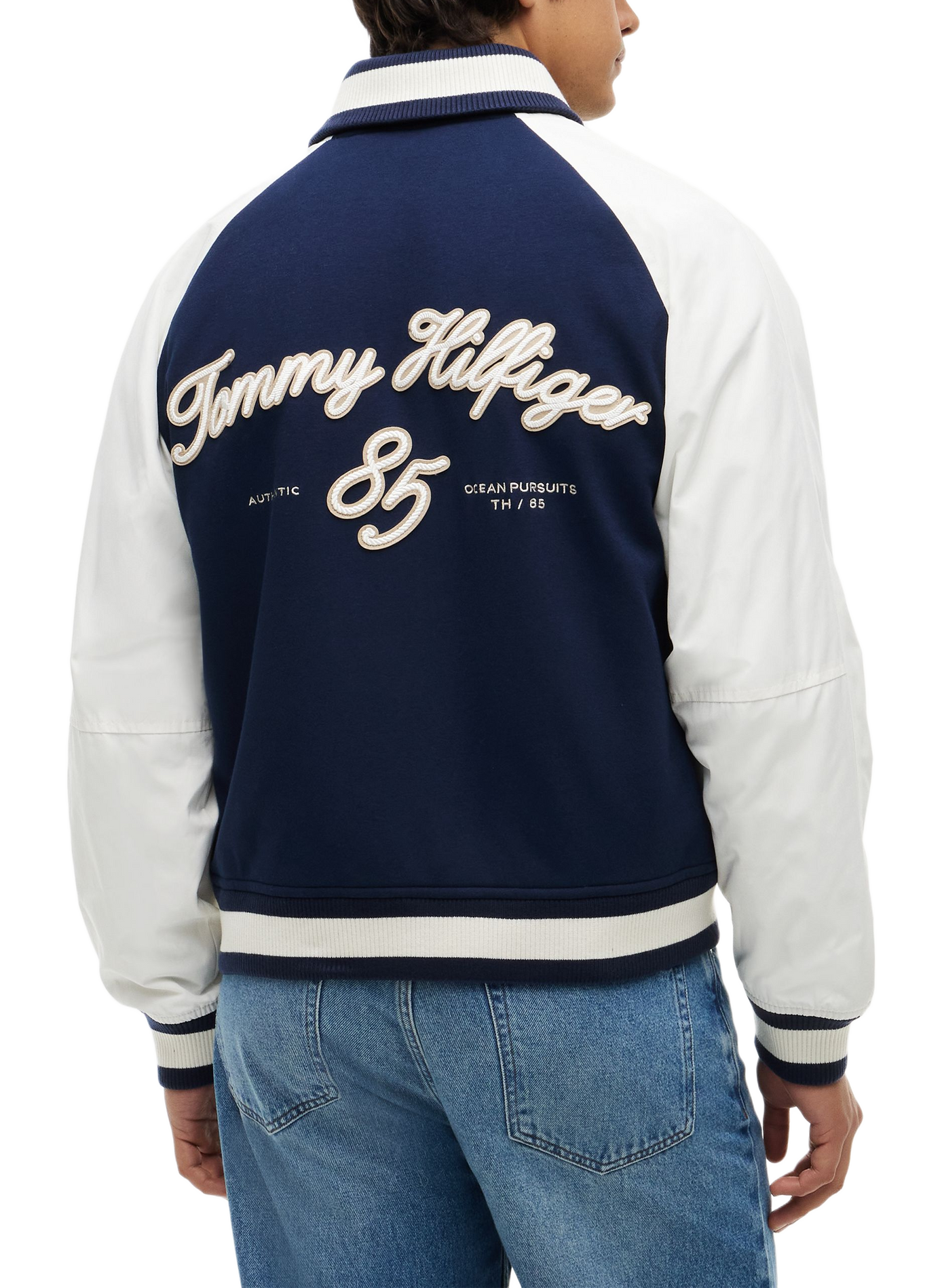 Mixed cotton varsity jacket TOMMY HILFIGER Blue