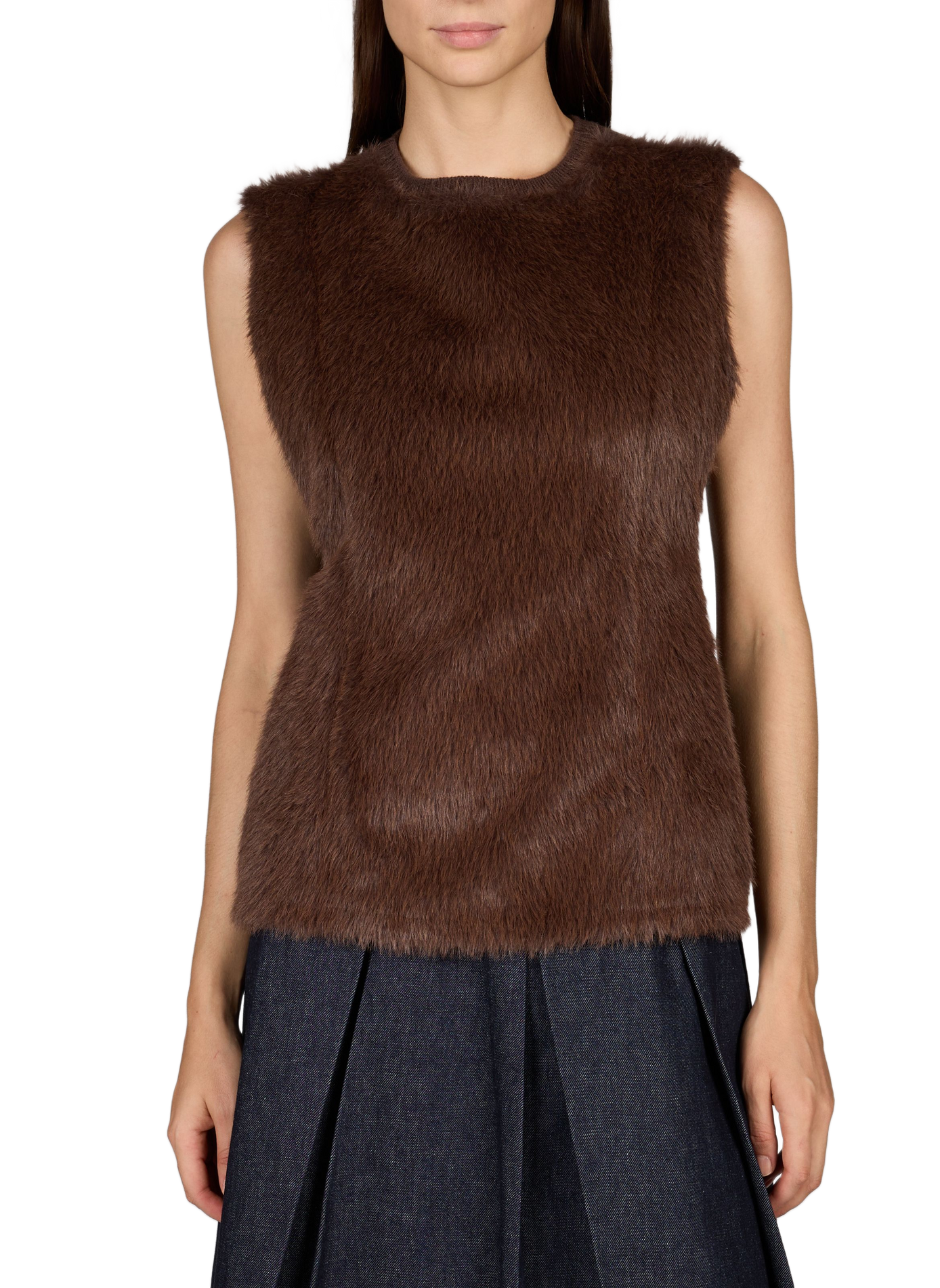 Sleeveless straight fit top TELA Brown