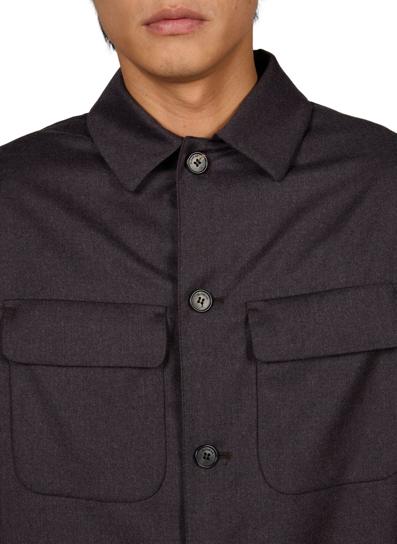Straight shirt in blended virgin wool SLOWEAR Purple