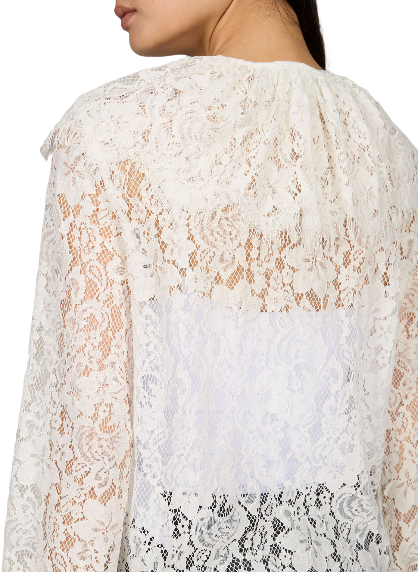 Lace Overlay Shoulder Blouse OBJECT White