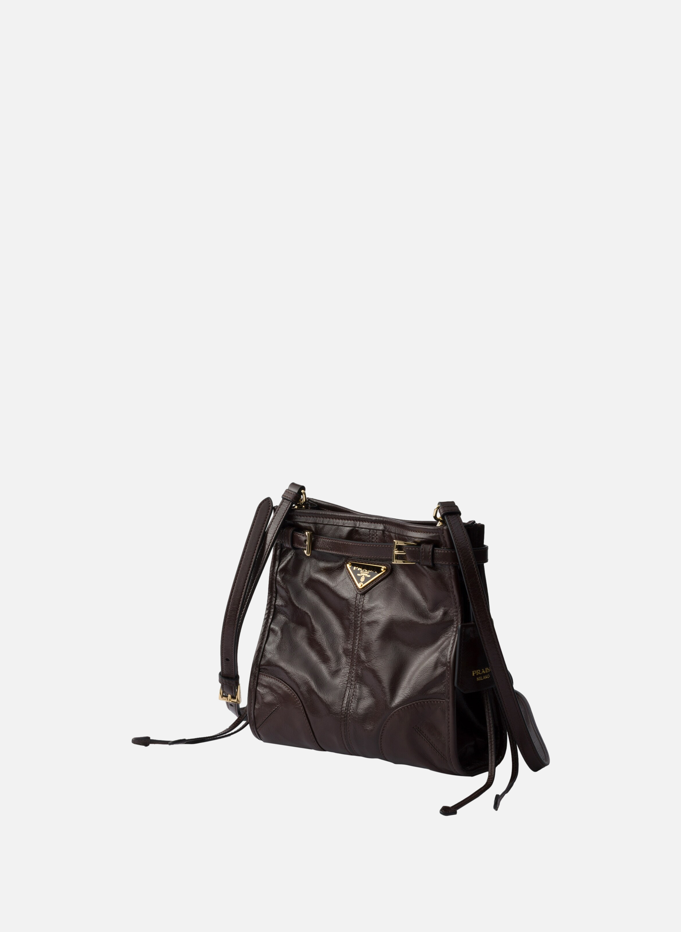 Mini sac porté épaule prada bonnie en cuir PRADA Marron